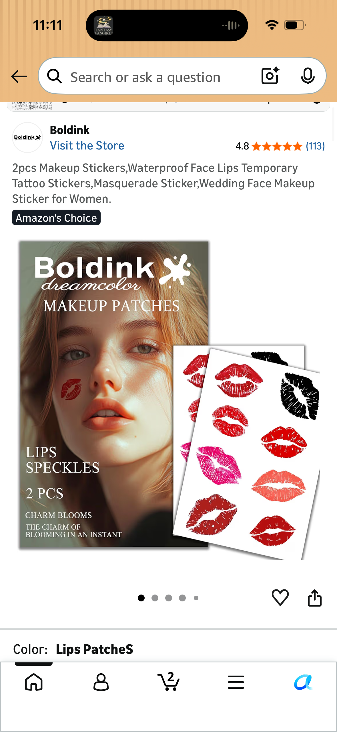 2pcs Makeup Stickers,Waterproof Face Lips Temporary Tattoo Stickers,Masquerade Sticker,Wedding Face Makeup Sticker for Women.