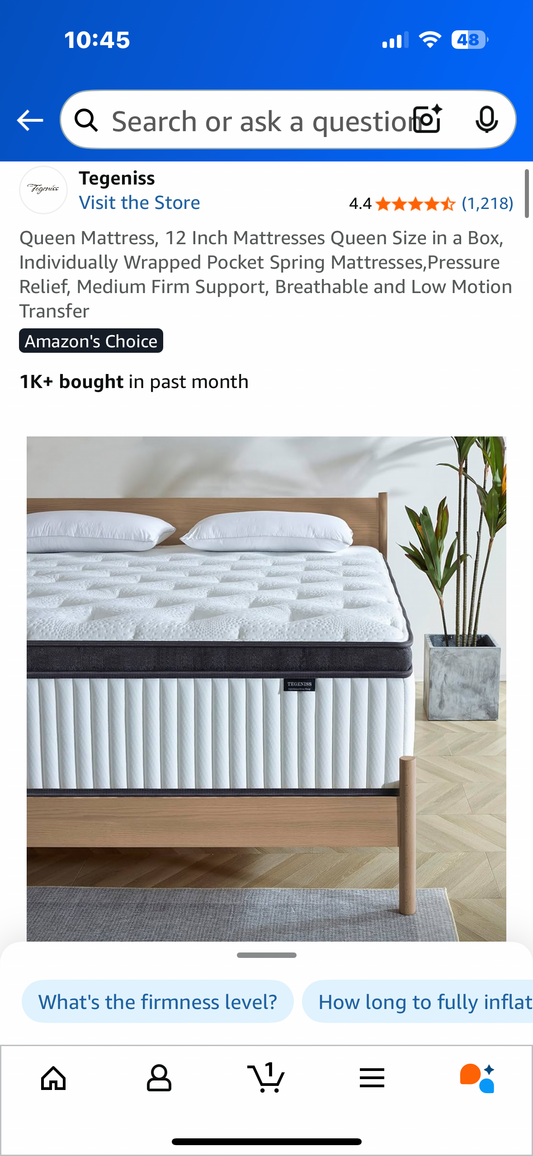 Queen Size Mattress, 12” (B1095)