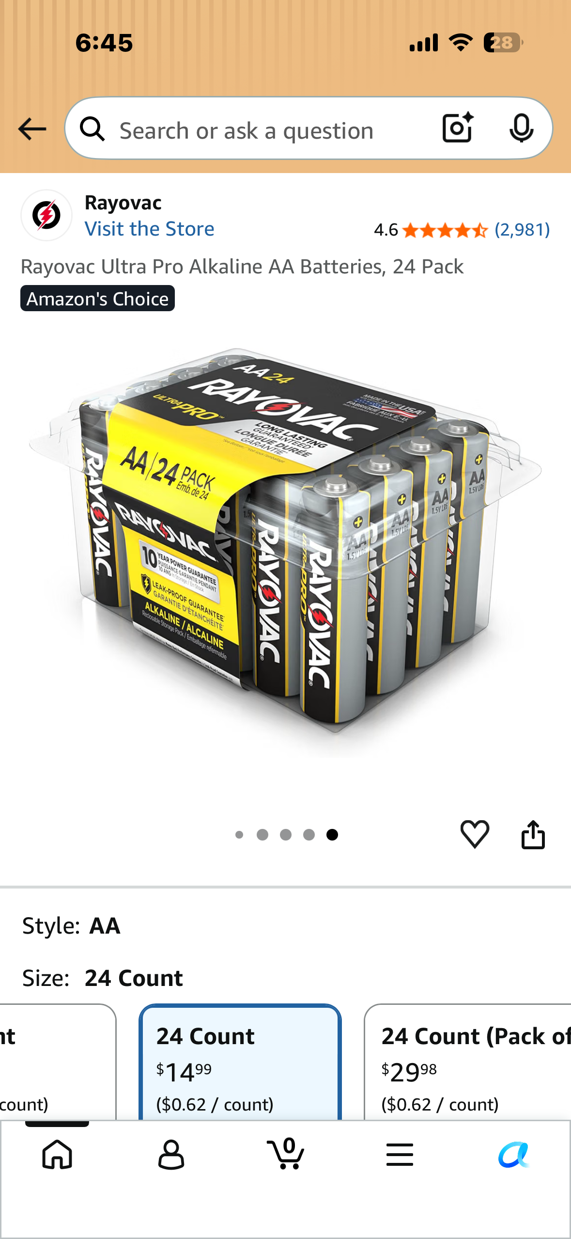 Rayovac Ultra Pro Alkaline AA Batteries, 24 Pack