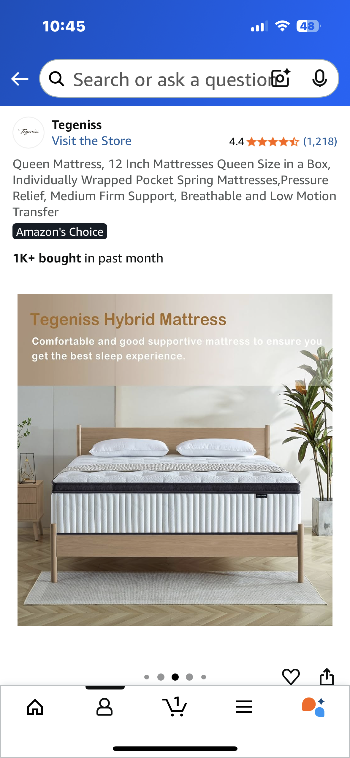 Queen Size Mattress, 12” (B1095)
