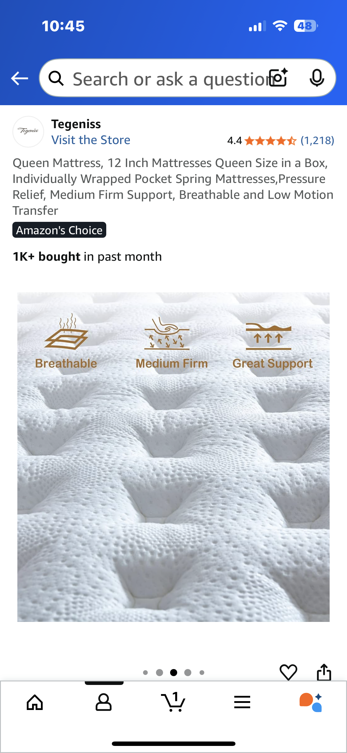 Queen Size Mattress, 12” (B1095)