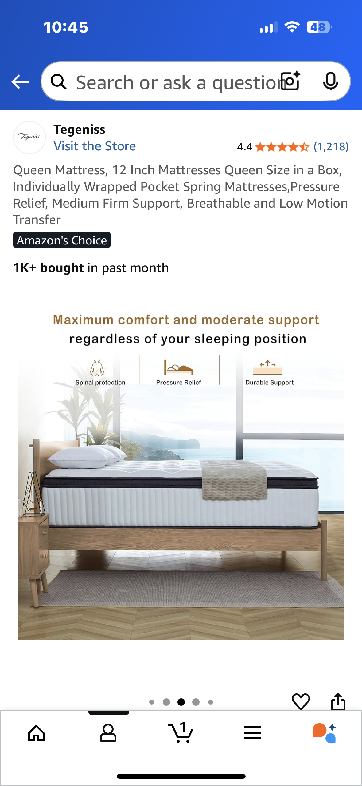 Queen Size Mattress, 12” (B1095)