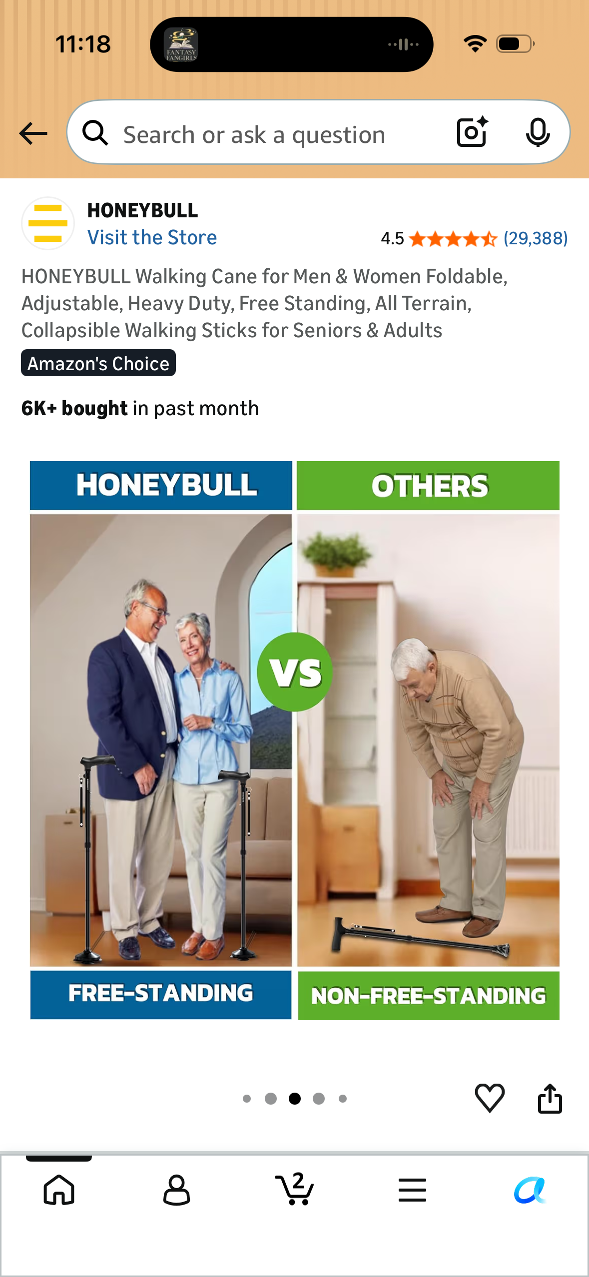 HONEYBULL Walking Cane for Men & Women Foldable, Adjustable, Heavy Duty, Free Standing, All Terrain, Collapsible Walking Sticks for Seniors & Adults