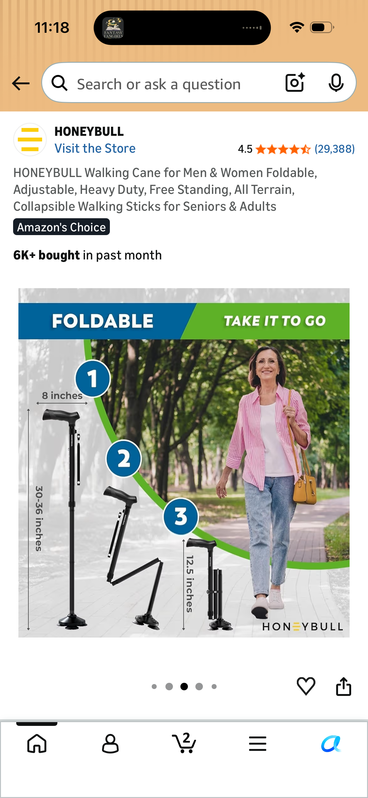 HONEYBULL Walking Cane for Men & Women Foldable, Adjustable, Heavy Duty, Free Standing, All Terrain, Collapsible Walking Sticks for Seniors & Adults