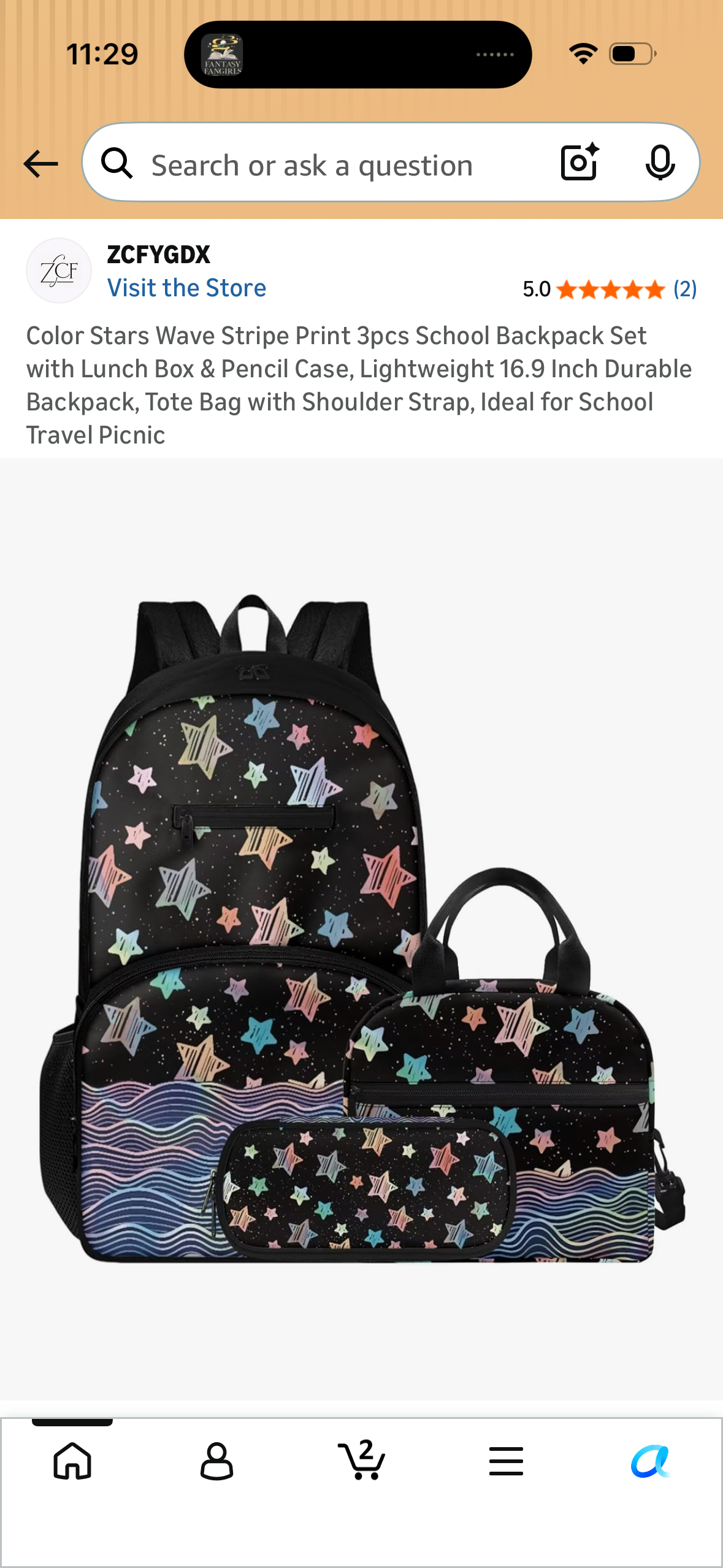 Color Stars Wave Stripe Print 3pcs School Backpack Set with Lunch Box & Pencil Case, Lightweight 16.9 Inch Durable Backpack, Tote Bag with Shoulder Strap, Ideal for School Travel Picnic