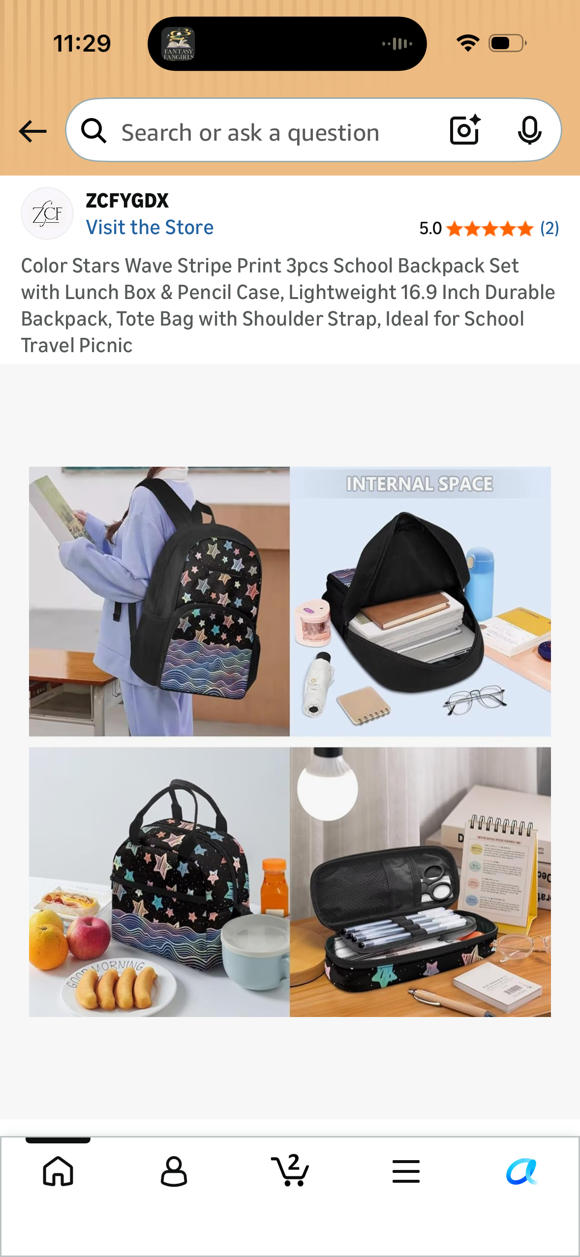 Color Stars Wave Stripe Print 3pcs School Backpack Set with Lunch Box & Pencil Case, Lightweight 16.9 Inch Durable Backpack, Tote Bag with Shoulder Strap, Ideal for School Travel Picnic