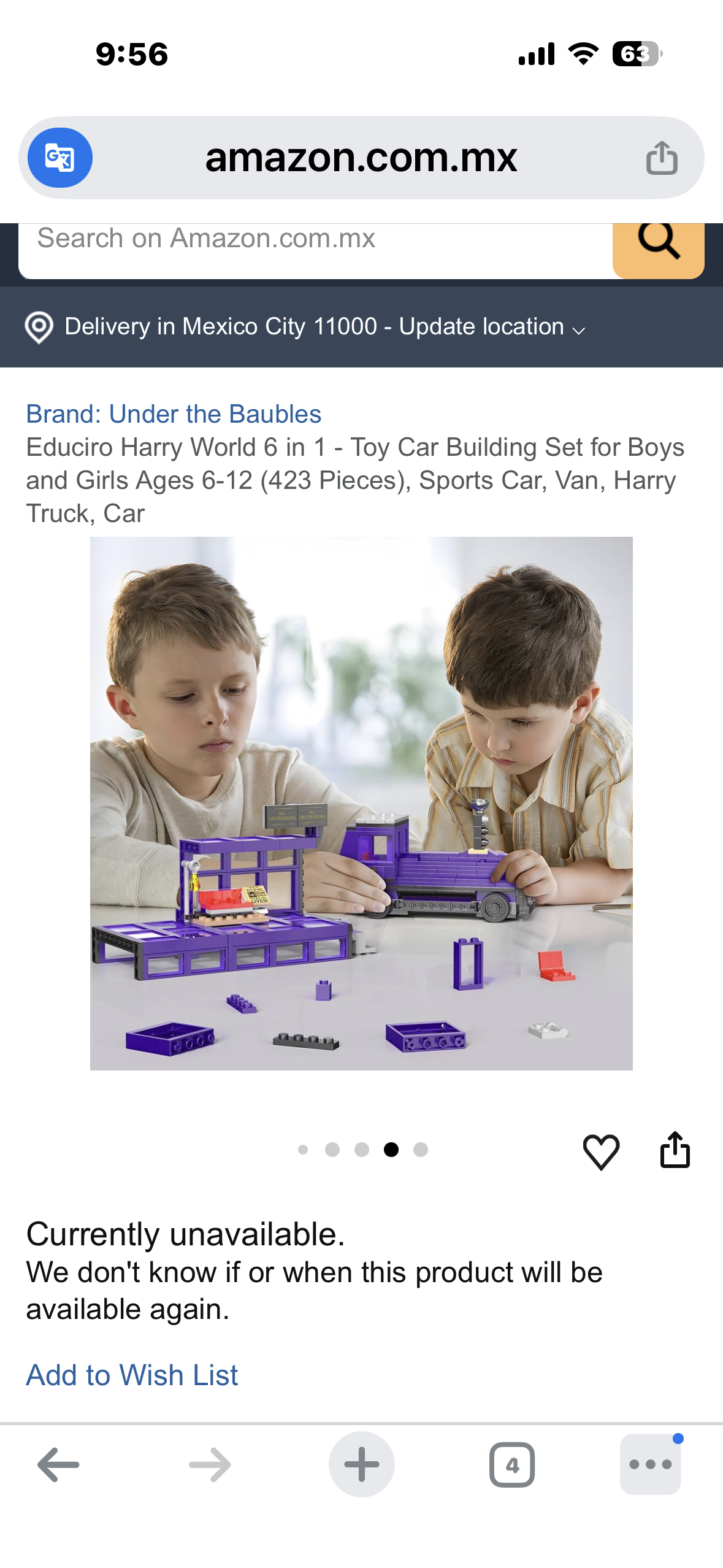 Educiro Harry Potter World 6 in 1 - Toy Car Building Set for Boys and Girls Ages 6-12 (423 Pieces)