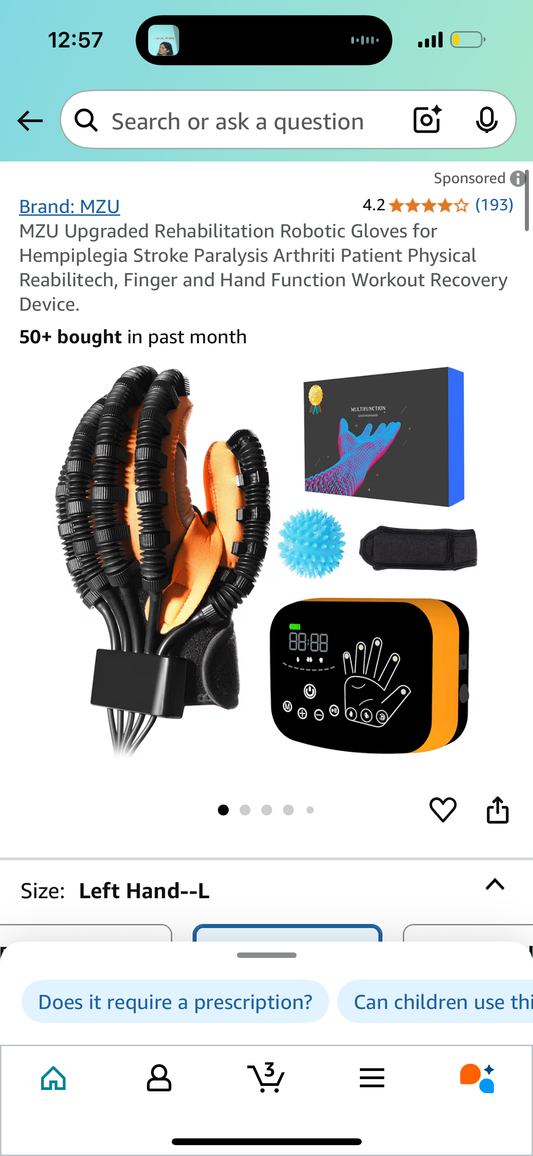 MZU Upgraded Rehabilitation Robotic Gloves for Hempiplegia Stroke Paralysis Arthriti Patient Physical Reabilitech, Finger and Hand Function Workout Recovery Device.