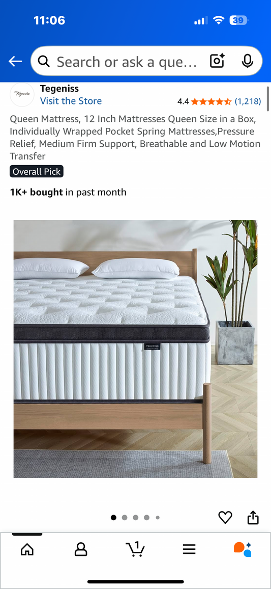 Queen Size Mattress, 12” (B1097)
