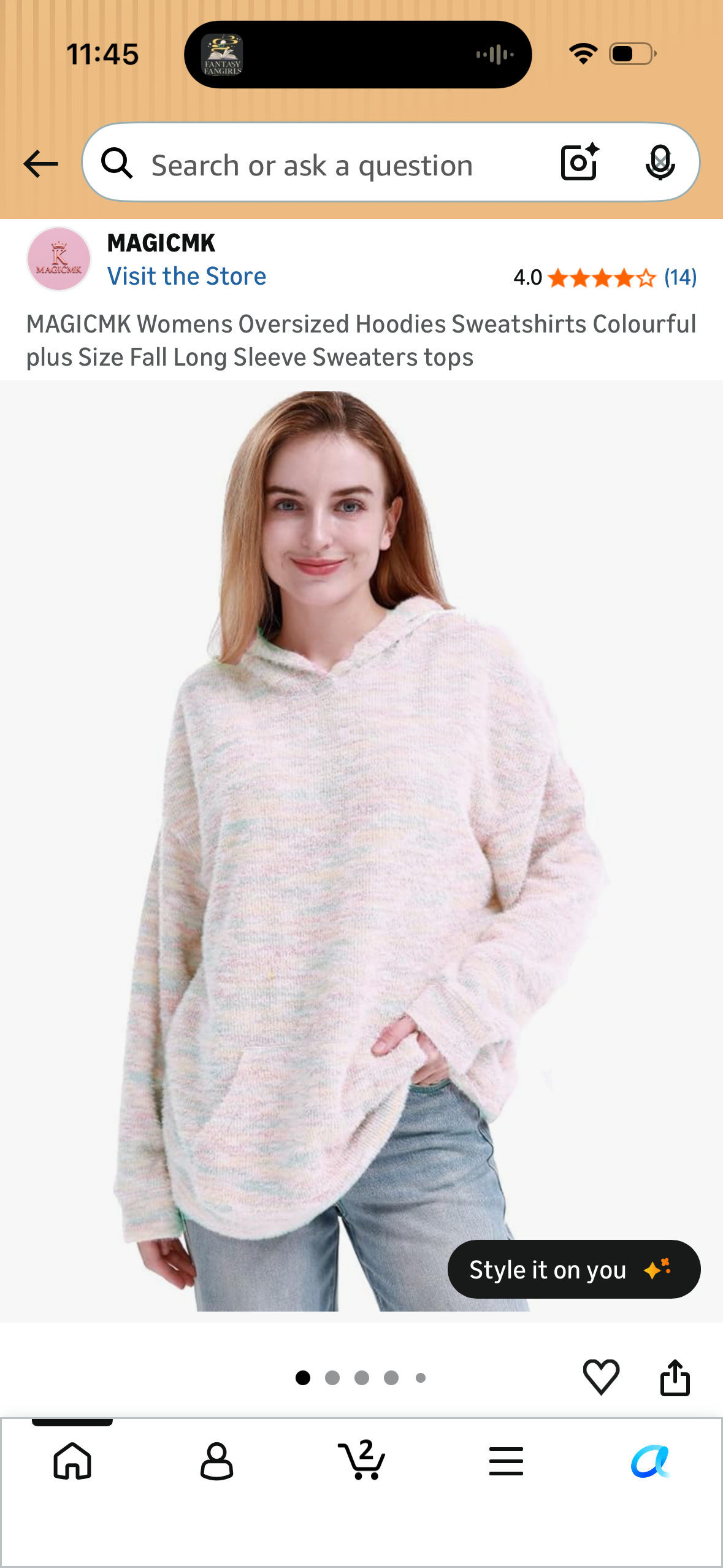 MAGICMK Womens Oversized Hoodies Sweatshirts Colourful plus Size Fall Long Sleeve Sweaters tops (Size Small)