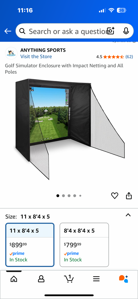 ANYTHING SPORTS Golf Simulator Enclosure with Impact Netting and All Poles (W517)