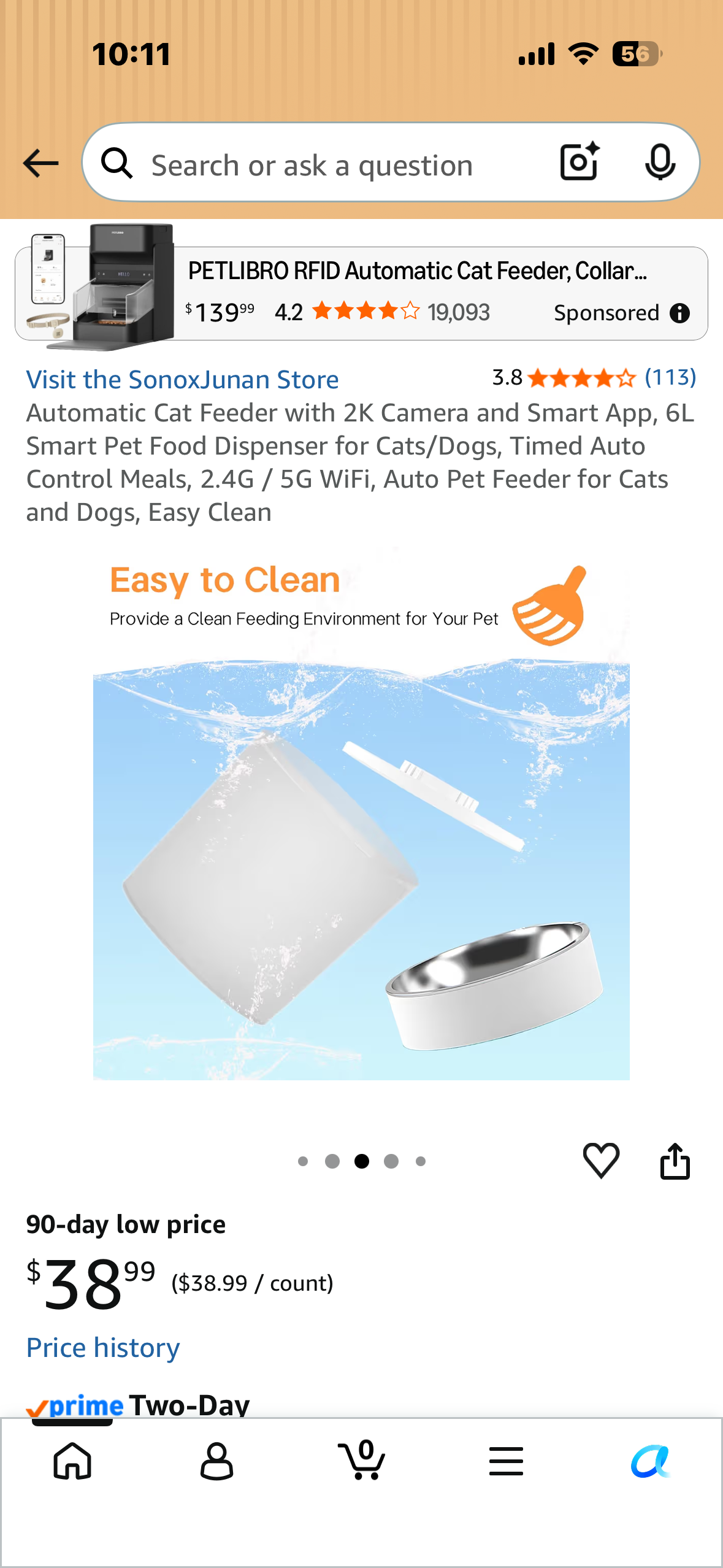 Automatic Cat Feeder with 2K Camera and Smart App, 6L Smart Pet Food Dispenser for Cats/Dogs, Timed Auto Control Meals, 2.4G / 5G WiFi, Auto Pet Feeder for Cats and Dogs, Easy Clean