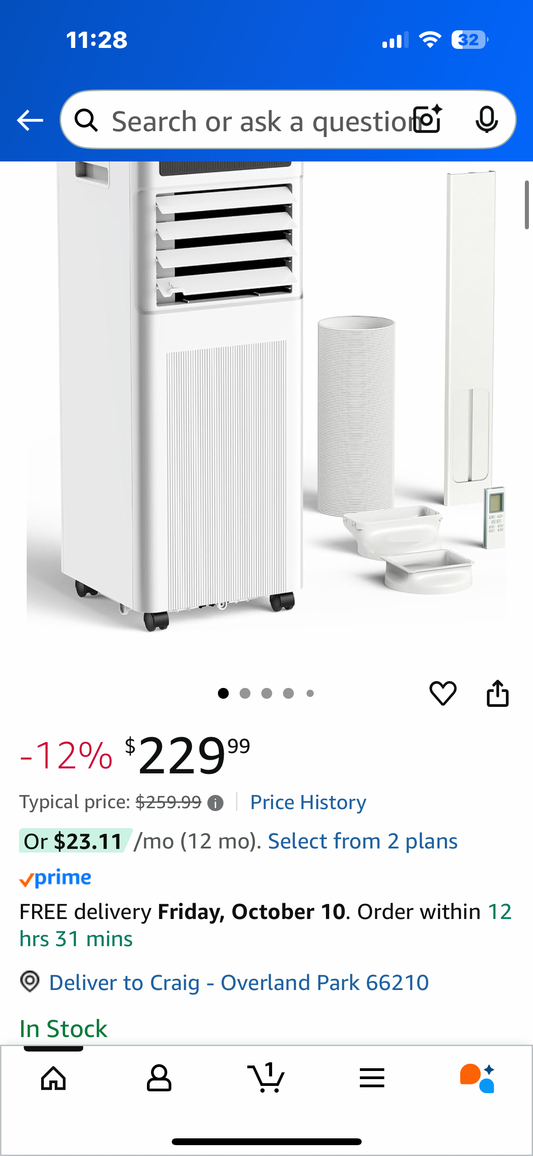 Portable Air Conditioner, 10000 BTU up to 450 Sq.Ft, 3 in 1 AC Unit with Cool, Dehumidifier & Fan Modes, Remote Control & 24H Timer, AC Unit for Bedrooms, Living Rooms & Apartments  (R685)