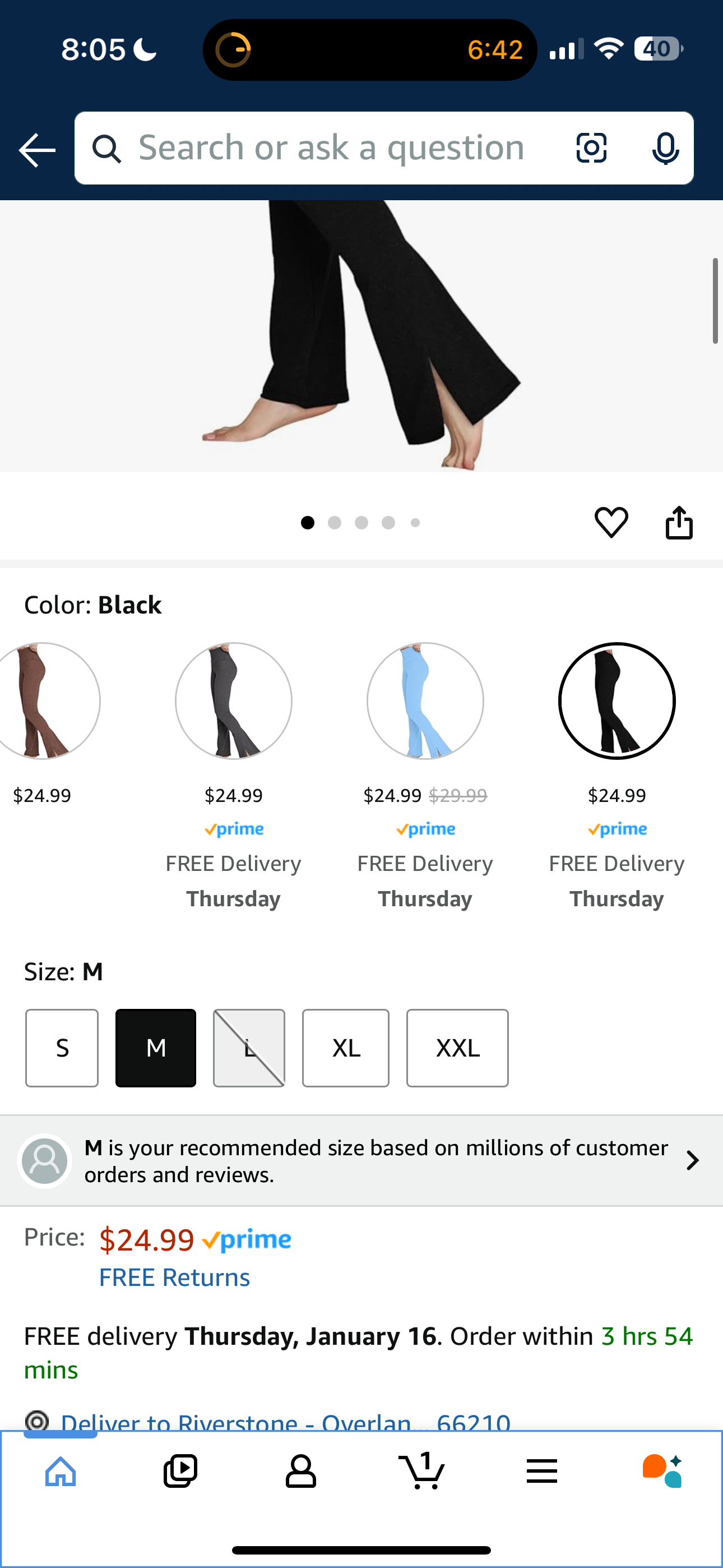 KUNMI Womens Flare Yoga Pants High Waisted Tummy Control Bootcut Casual Workout Leggings with Pockets Black *SIZE XL*