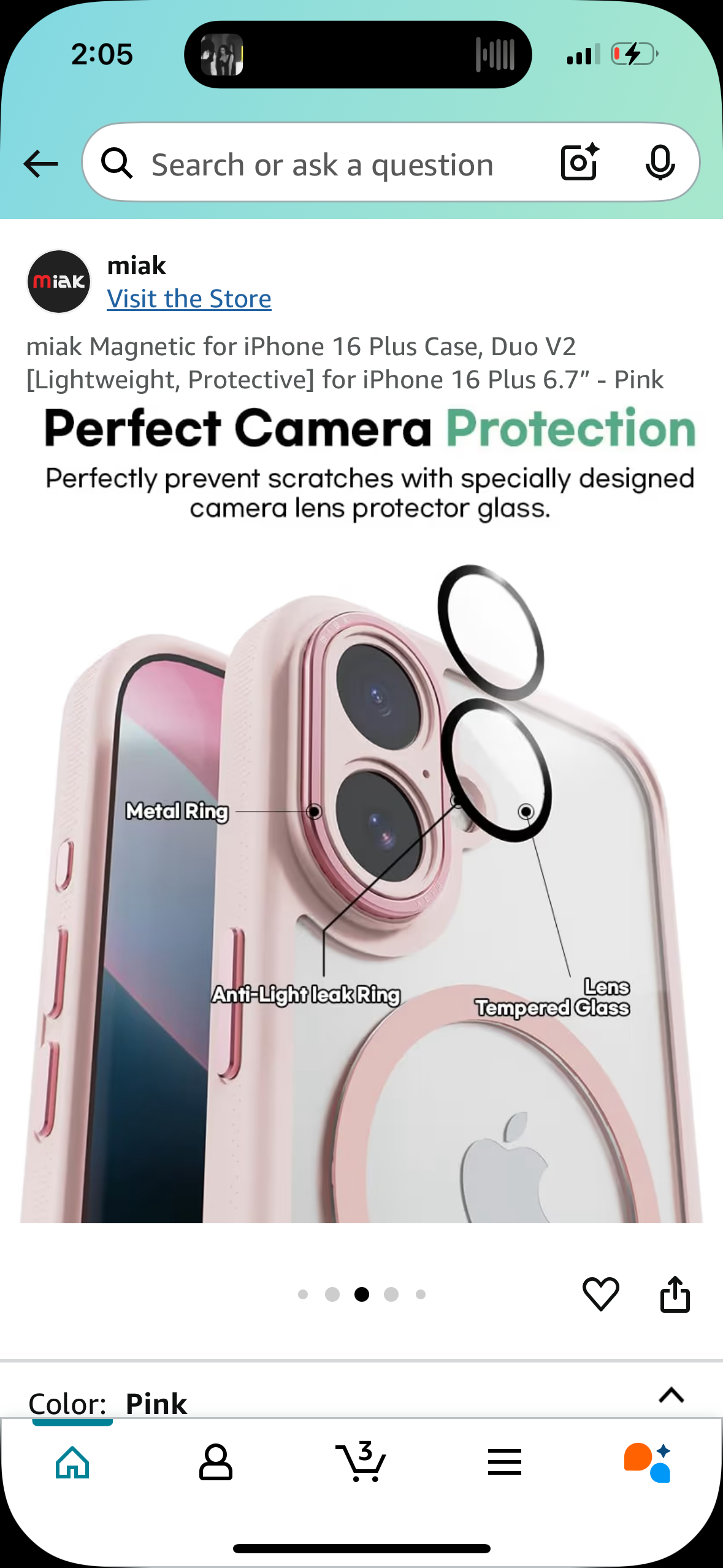 miak Magnetic for iPhone 16 Plus Case, Duo V2 [Lightweight, Protective] for iPhone 16 Plus 6.7” - Pink