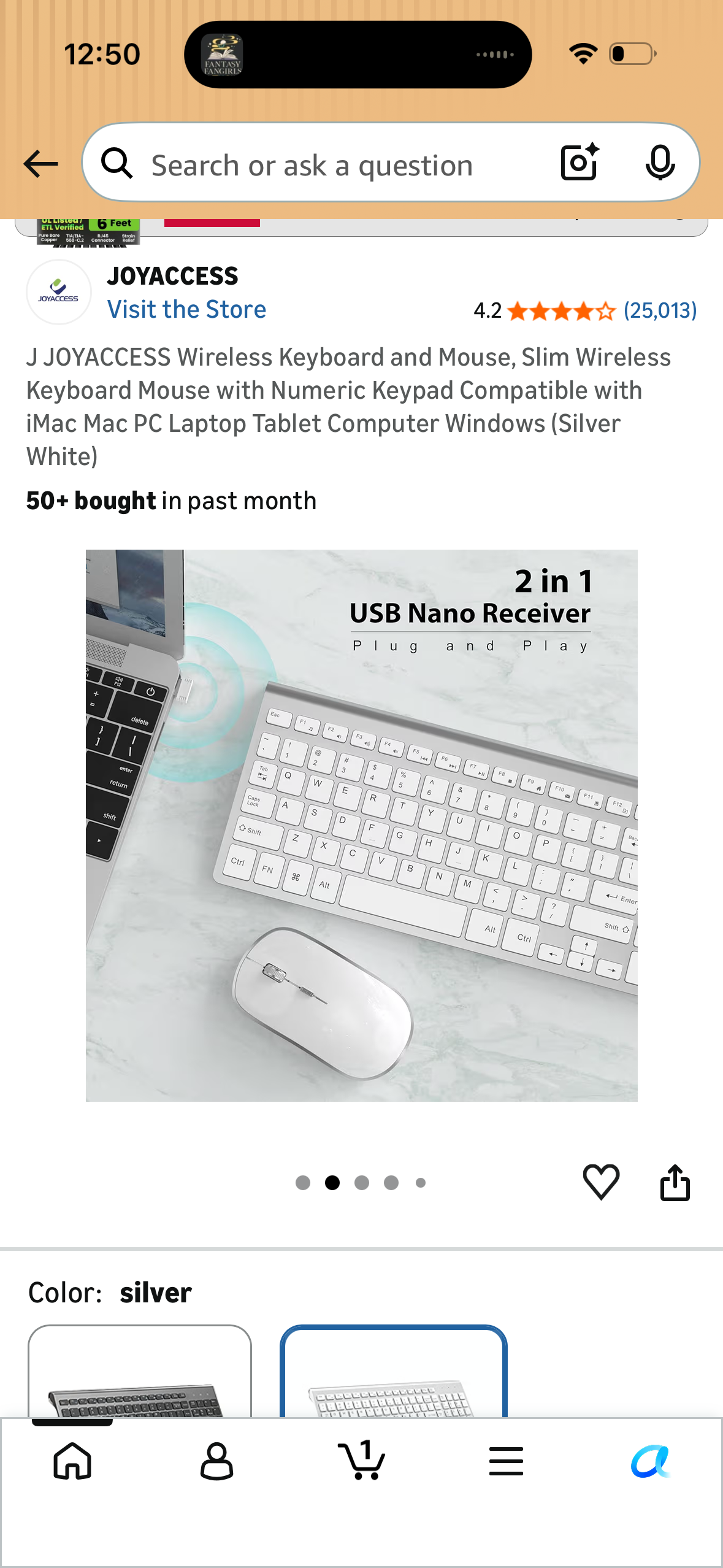 J JOYACCESS Wireless Keyboard and Mouse, Slim Wireless Keyboard Mouse with Numeric Keypad Compatible with iMac Mac PC Laptop Tablet Computer Windows (Silver White)