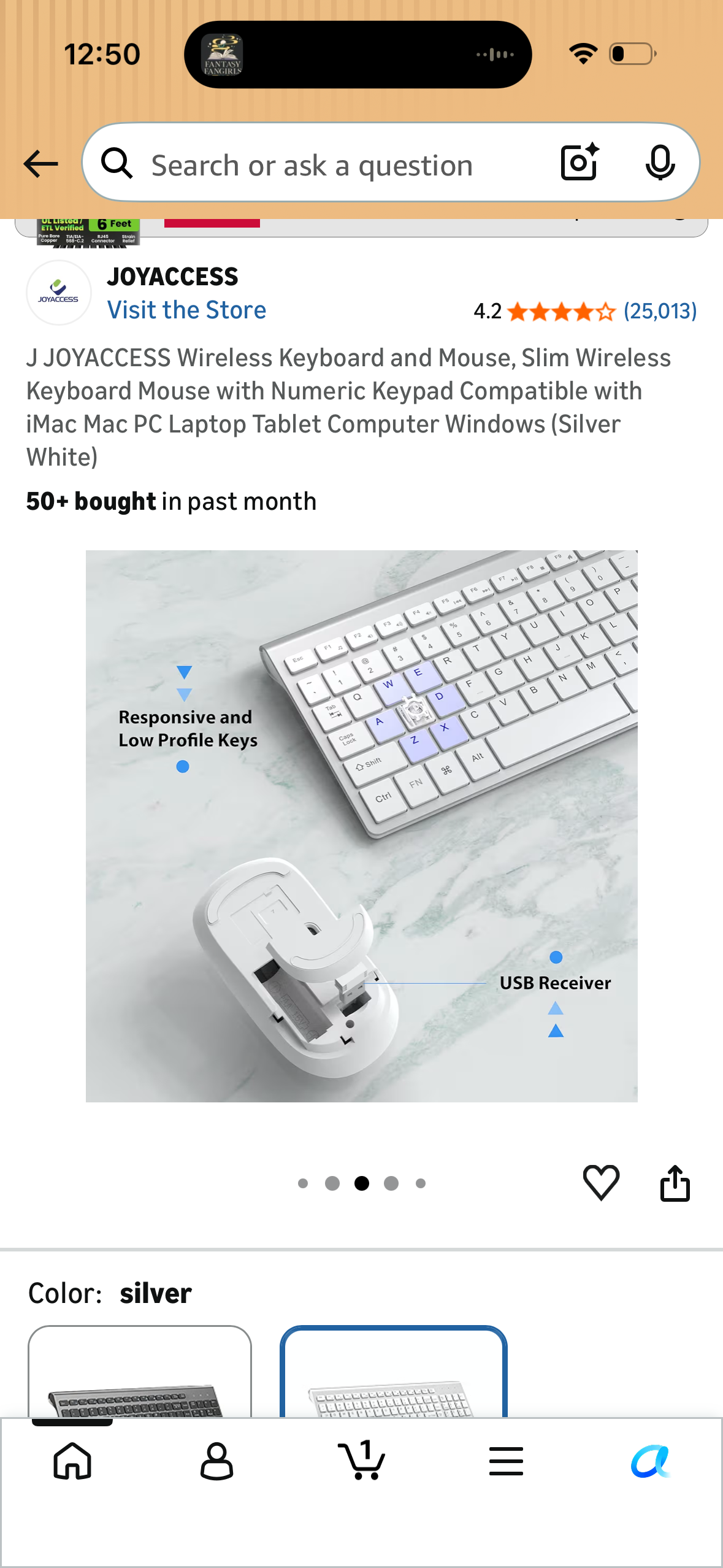 J JOYACCESS Wireless Keyboard and Mouse, Slim Wireless Keyboard Mouse with Numeric Keypad Compatible with iMac Mac PC Laptop Tablet Computer Windows (Silver White)