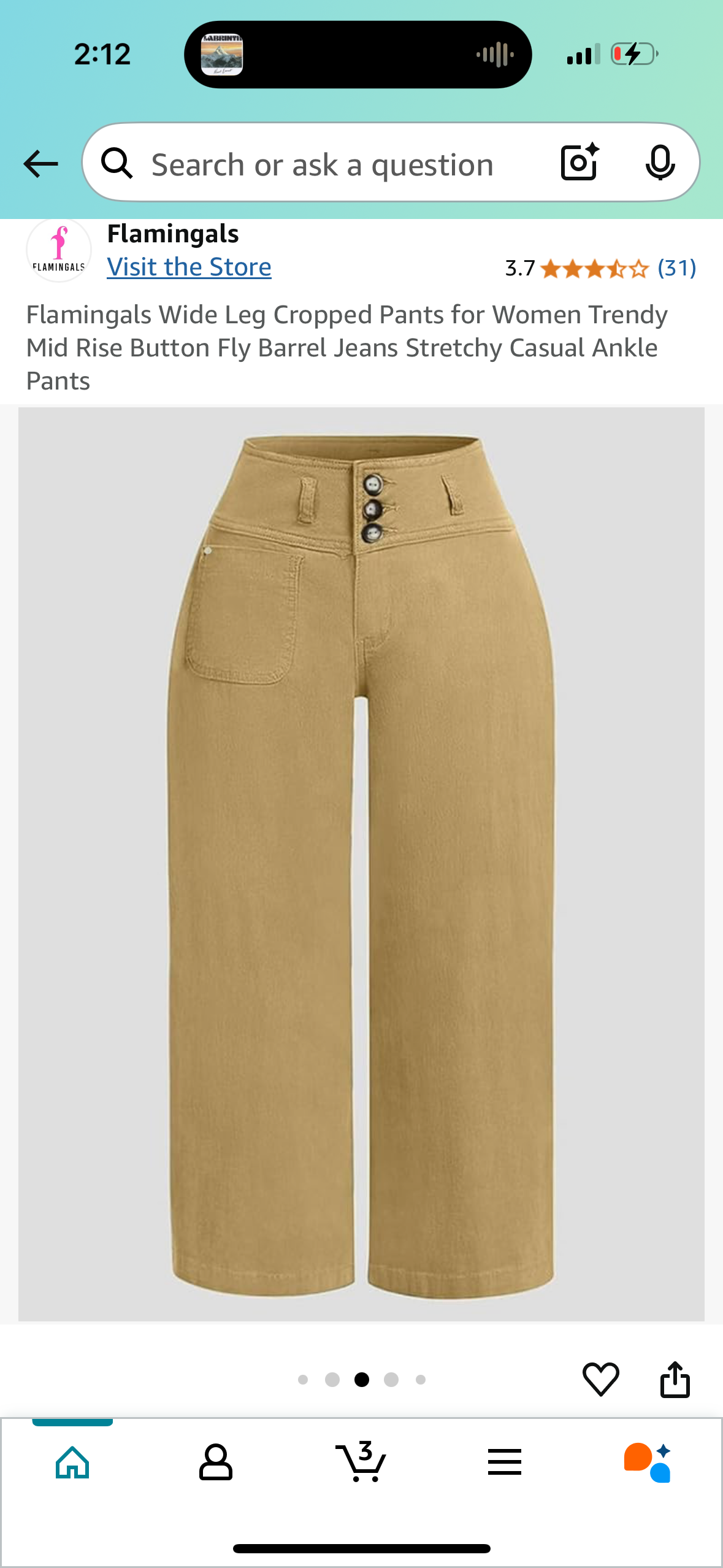 Flamingals Wide Leg Cropped Pants for Women Trendy Mid Rise Button Fly Barrel Jeans Stretchy Casual Ankle Pants