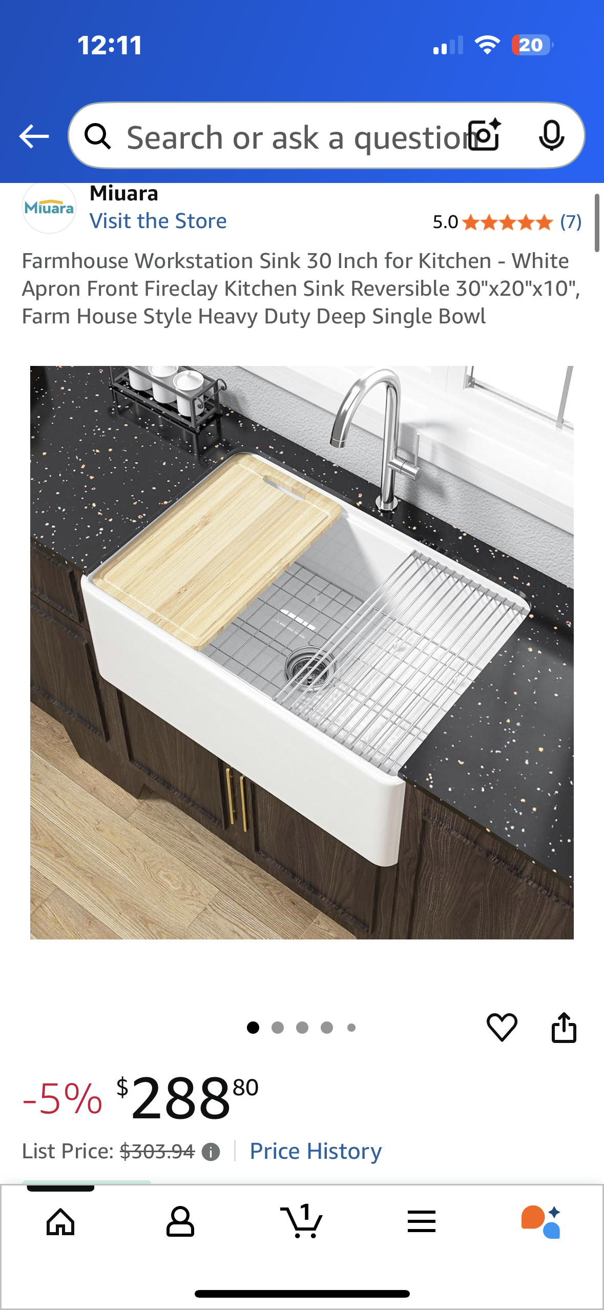 Farmhouse Workstation Sink 30 Inch for Kitchen - White Apron Front Fireclay Kitchen Sink Reversible 30"x20"x10", Farm House Style Heavy Duty Deep Single Bowl (R687)