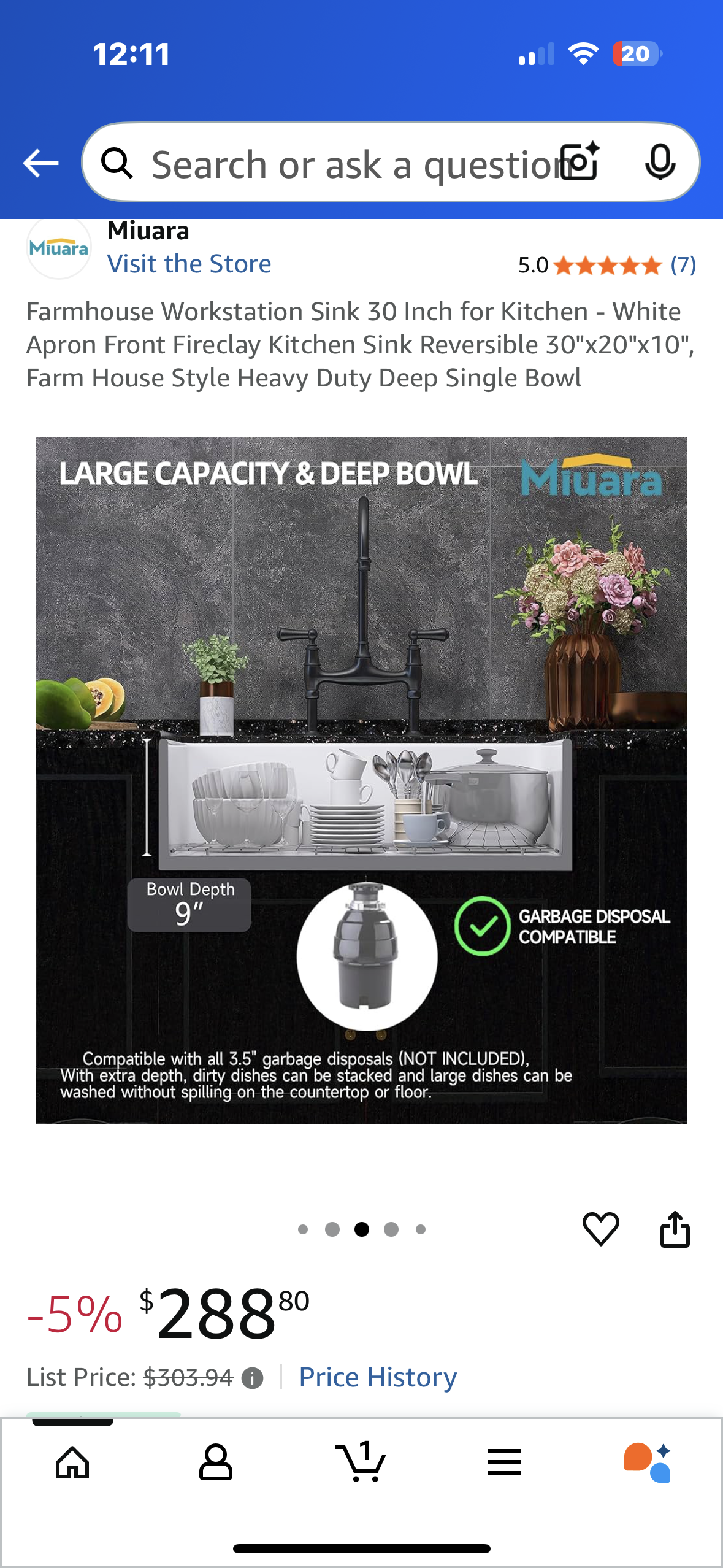 Farmhouse Workstation Sink 30 Inch for Kitchen - White Apron Front Fireclay Kitchen Sink Reversible 30"x20"x10", Farm House Style Heavy Duty Deep Single Bowl (R687)