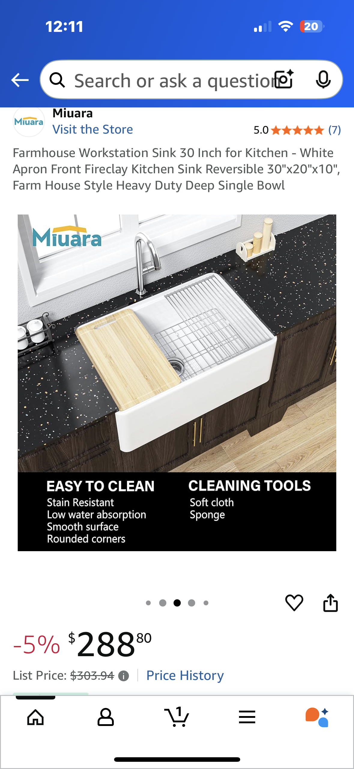 Farmhouse Workstation Sink 30 Inch for Kitchen - White Apron Front Fireclay Kitchen Sink Reversible 30"x20"x10", Farm House Style Heavy Duty Deep Single Bowl (R687)