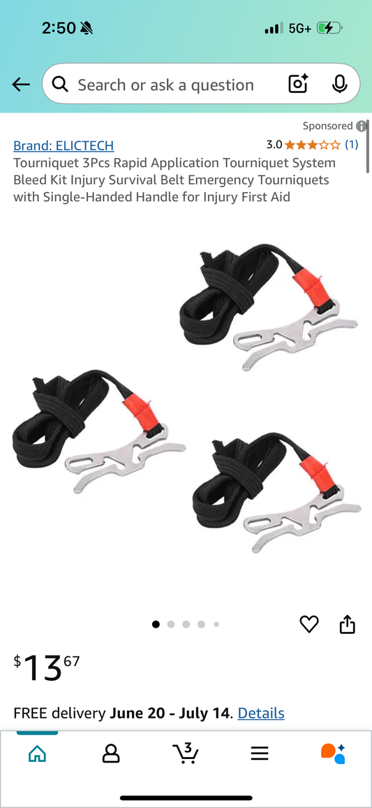 Tourniquet 3Pcs Rapid Application Tourniquet System Bleed Kit Injury Survival Belt Emergency Tourniquets with Single-Handed Handle for Injury First Aid