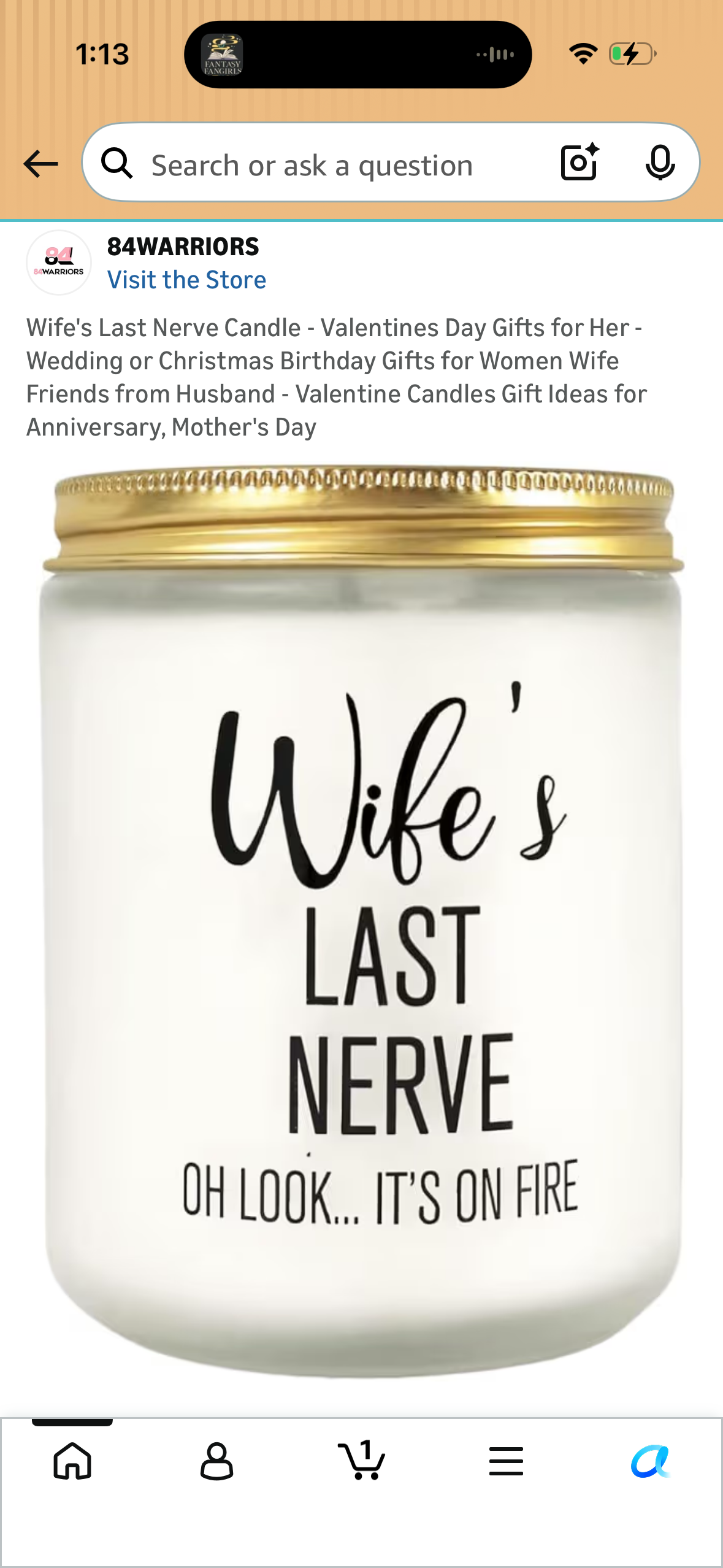 Wife's Last Nerve Candle - Valentines Day Gifts for Her -Wedding or Christmas Birthday Gifts for Women Wife Friends from Husband - Valentine Candles Gift Ideas for Anniversary, Mother's Day