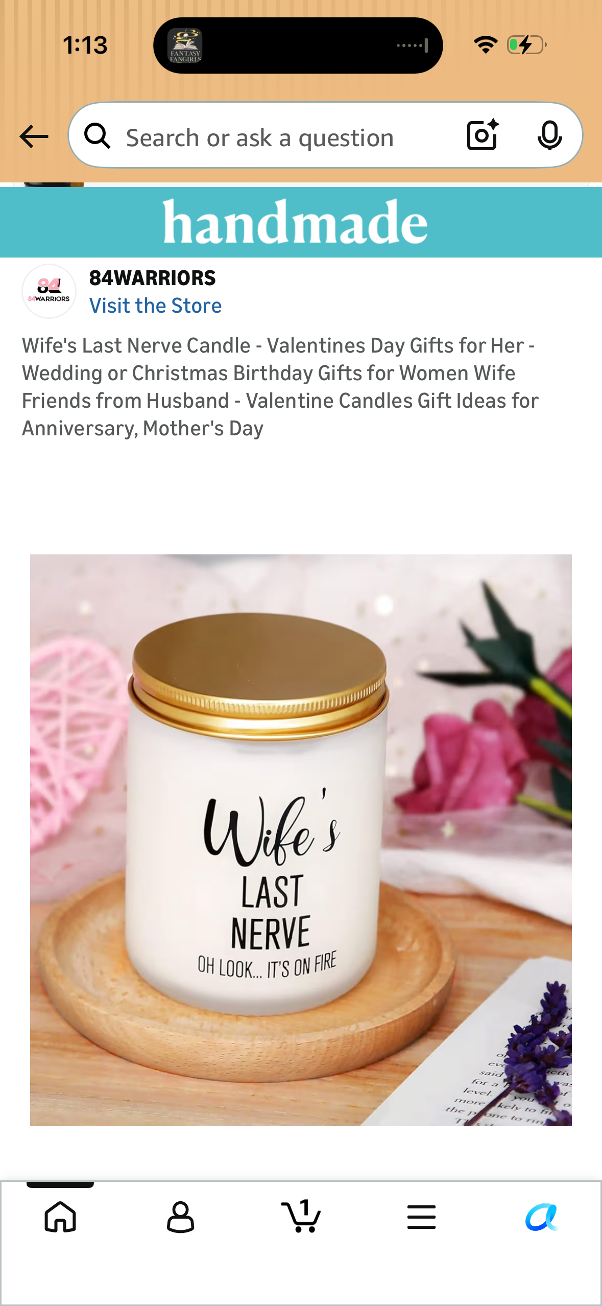 Wife's Last Nerve Candle - Valentines Day Gifts for Her -Wedding or Christmas Birthday Gifts for Women Wife Friends from Husband - Valentine Candles Gift Ideas for Anniversary, Mother's Day