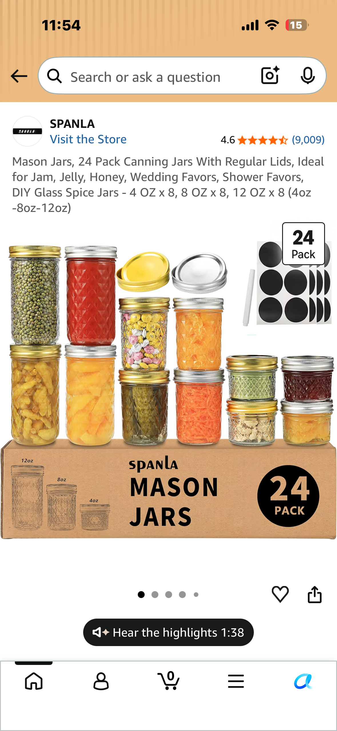 Mason Jars, 24 Pack Canning Jars With Regular Lids, Ideal for Jam, Jelly, Honey, Wedding Favors, Shower Favors, DIY Glass Spice Jars - 4 OZ x 8, 8 OZ x 8, 12 OZ x 8 (4oz -8oz-12oz)