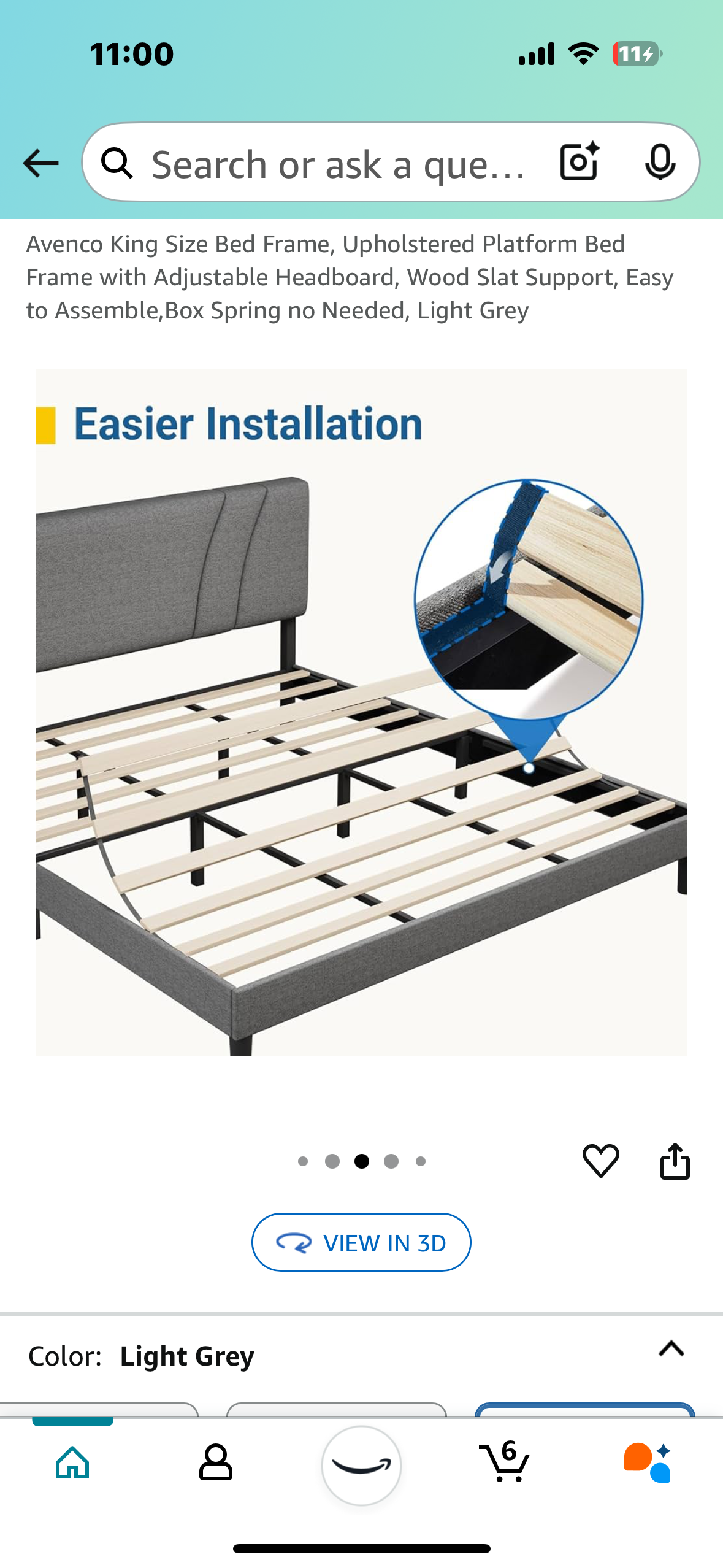 New - King Size Upholstered Bed Frame, Gray (B888)