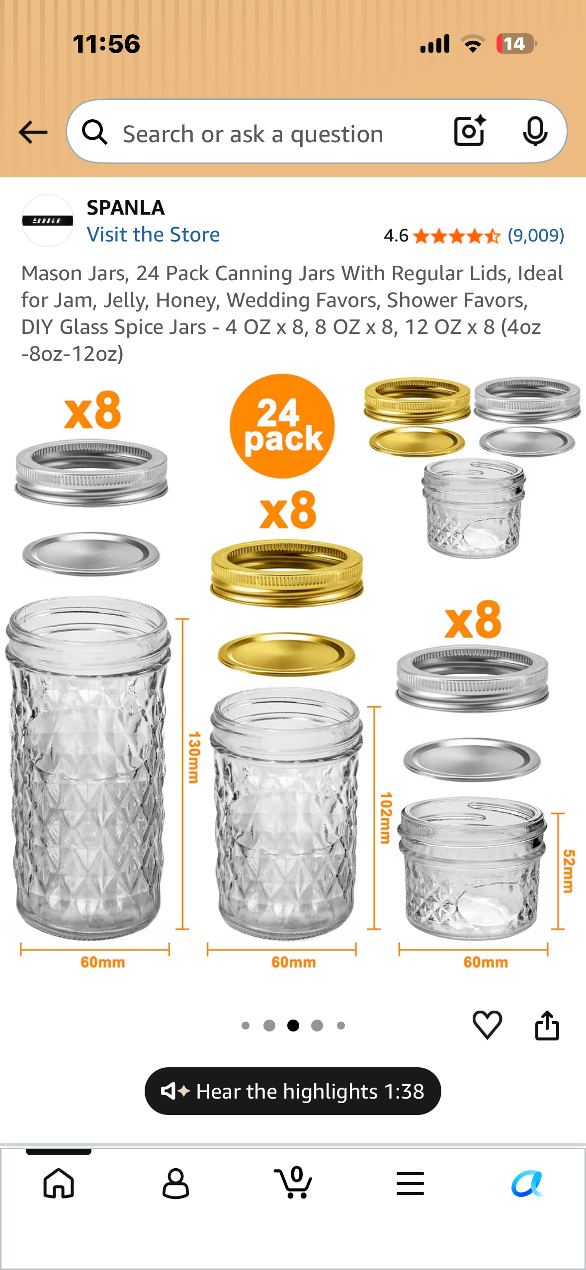 Mason Jars, 24 Pack Canning Jars With Regular Lids, Ideal for Jam, Jelly, Honey, Wedding Favors, Shower Favors, DIY Glass Spice Jars - 4 OZ x 8, 8 OZ x 8, 12 OZ x 8 (4oz -8oz-12oz)