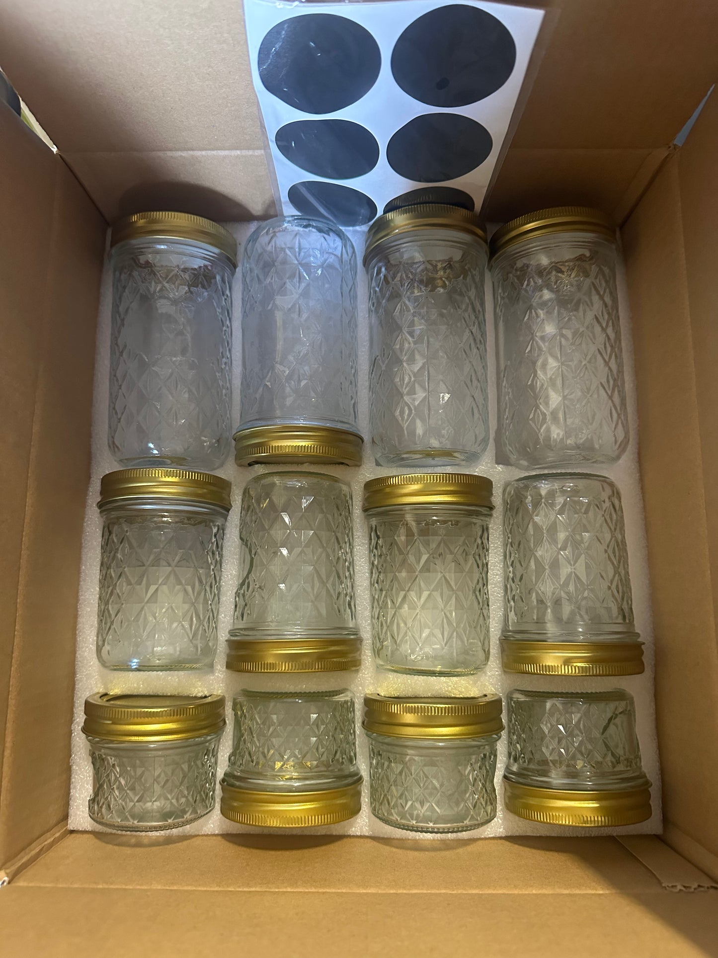 Mason Jars, 24 Pack Canning Jars With Regular Lids, Ideal for Jam, Jelly, Honey, Wedding Favors, Shower Favors, DIY Glass Spice Jars - 4 OZ x 8, 8 OZ x 8, 12 OZ x 8 (4oz -8oz-12oz)