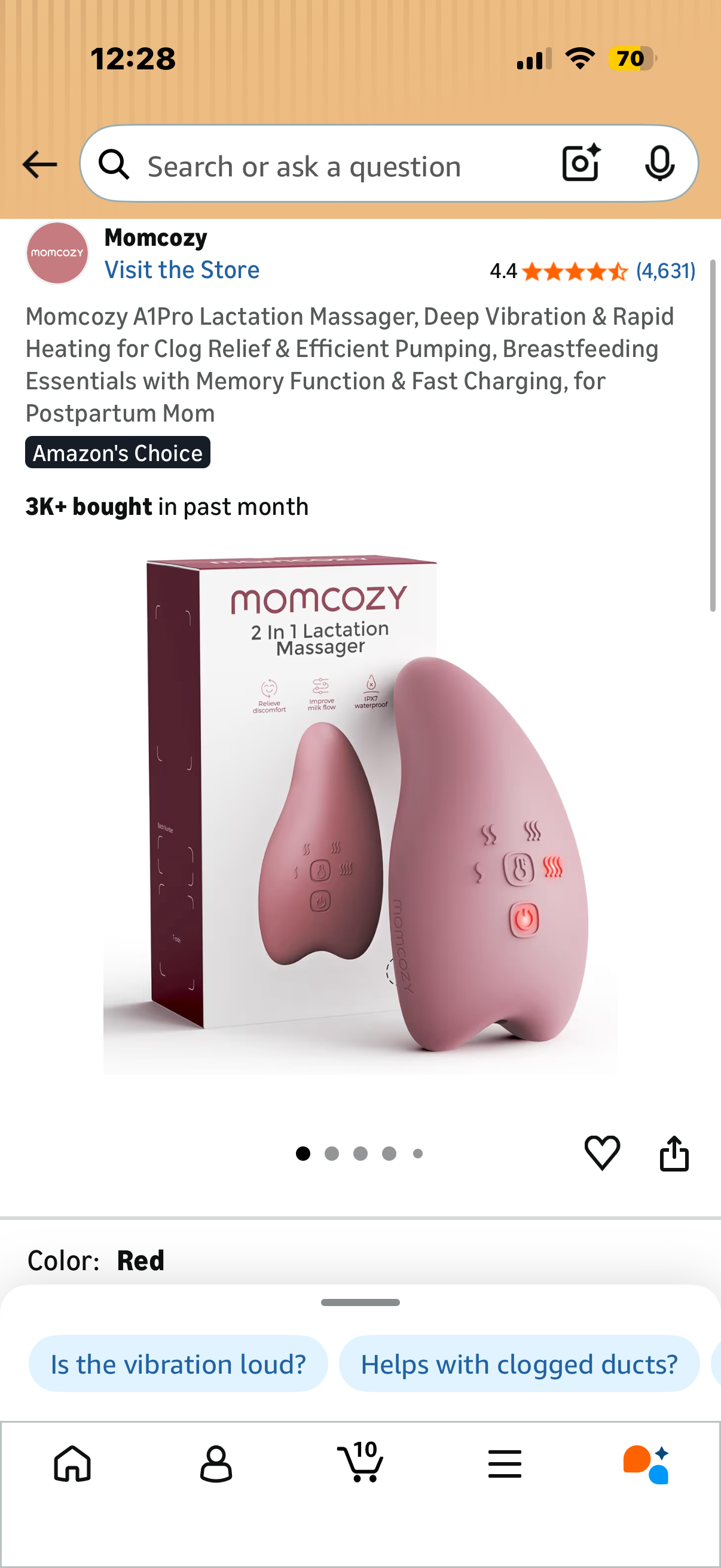 Momcozy A1Pro Lactation Massager, Deep Vibration & Rapid Heating for Clog Relief & Efficient Pumping, Breastfeeding Essentials with Memory Function & Fast Charging, for Postpartum Mom