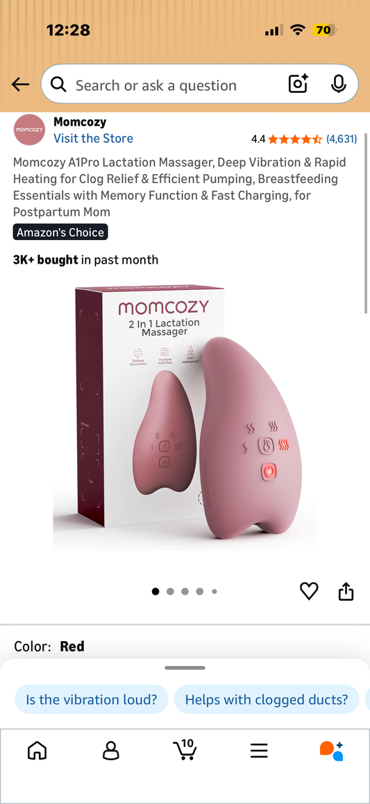 Momcozy A1Pro Lactation Massager, Deep Vibration & Rapid Heating for Clog Relief & Efficient Pumping, Breastfeeding Essentials with Memory Function & Fast Charging, for Postpartum Mom