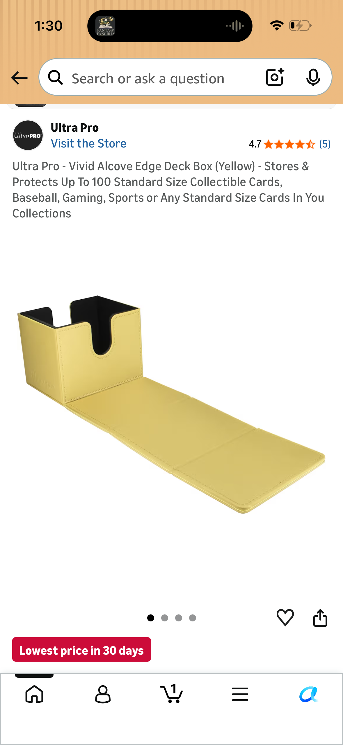 Ultra Pro - Vivid Alcove Edge Deck Box (Yellow) - Stores & Protects Up To 100 Standard Size Collectible Cards, Baseball, Gaming, Sports or Any Standard Size Cards In You Collections