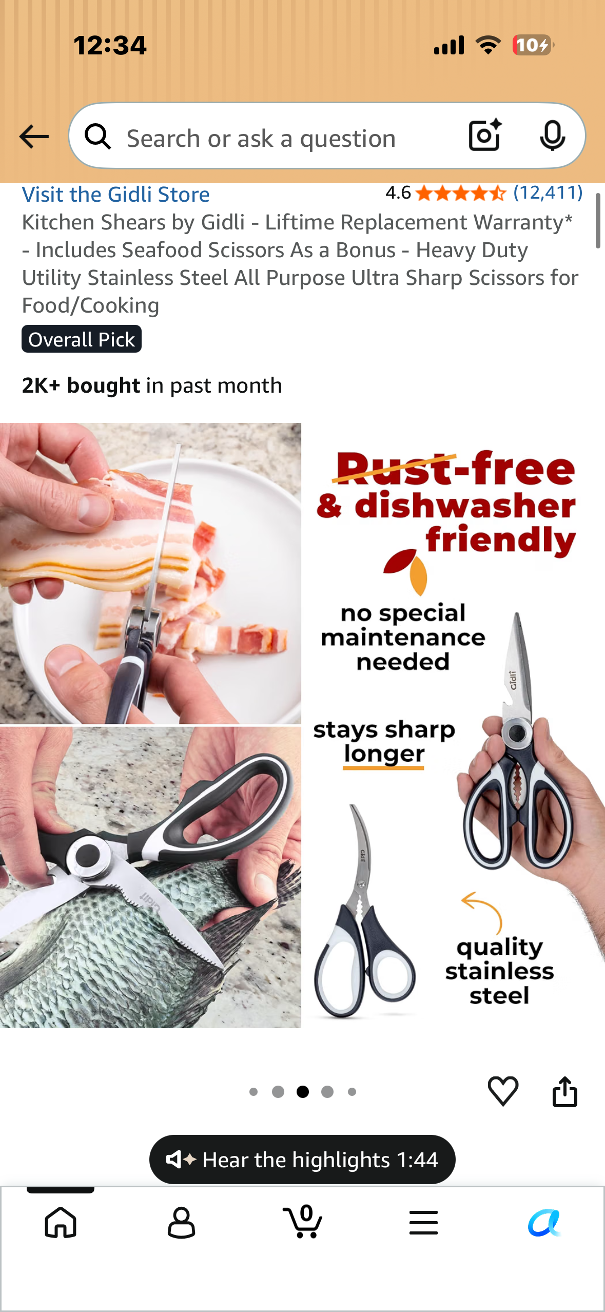 Kitchen Shears Includes Seafood Scissors As a Bonus - Heavy Duty Utility Stainless Steel All Purpose Ultra Sharp Scissors for Food/Cooking