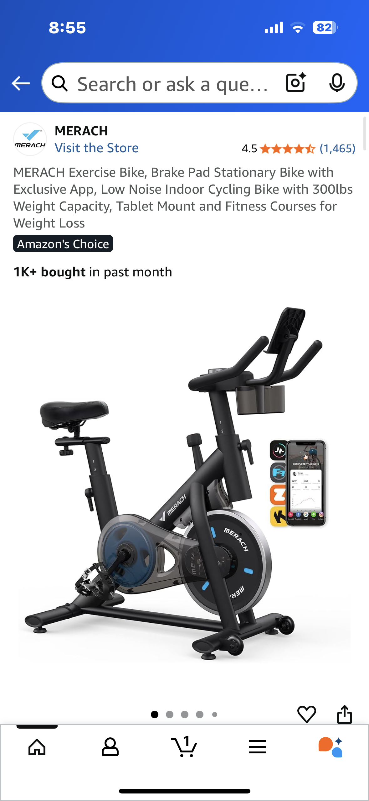 MERACH Stationary Exercise Bike, Low Noise Indoor Cycling Bike with 300lbs Weight Capacity, Tablet Mount and Fitness Courses for Weight Loss (W517))