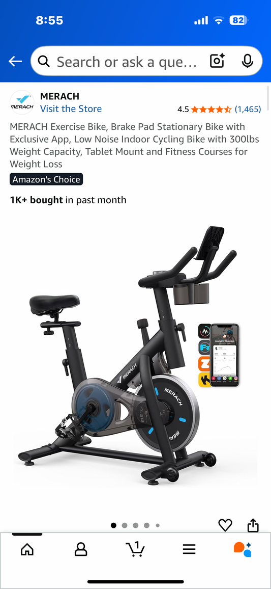 MERACH Stationary Exercise Bike, Low Noise Indoor Cycling Bike with 300lbs Weight Capacity, Tablet Mount and Fitness Courses for Weight Loss (W517))