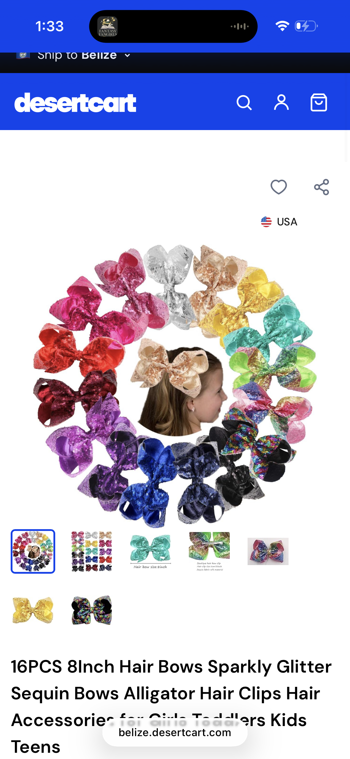 16PCS 8Inch Hair Bows Sparkly Glitter Sequin Bows Alligator Hair Clips Hair Accessories for Girls Toddlers Kids Teens