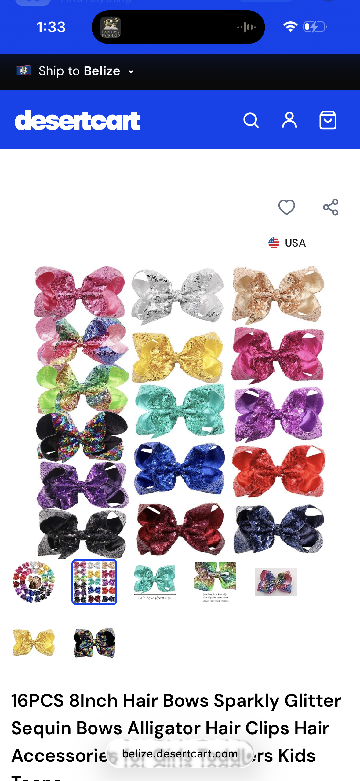 16PCS 8Inch Hair Bows Sparkly Glitter Sequin Bows Alligator Hair Clips Hair Accessories for Girls Toddlers Kids Teens