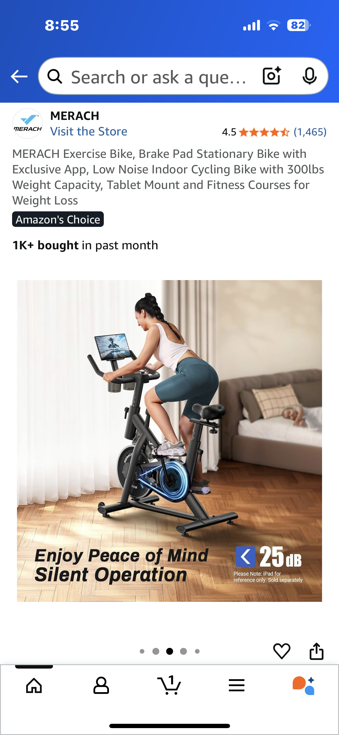 MERACH Stationary Exercise Bike, Low Noise Indoor Cycling Bike with 300lbs Weight Capacity, Tablet Mount and Fitness Courses for Weight Loss (W517))