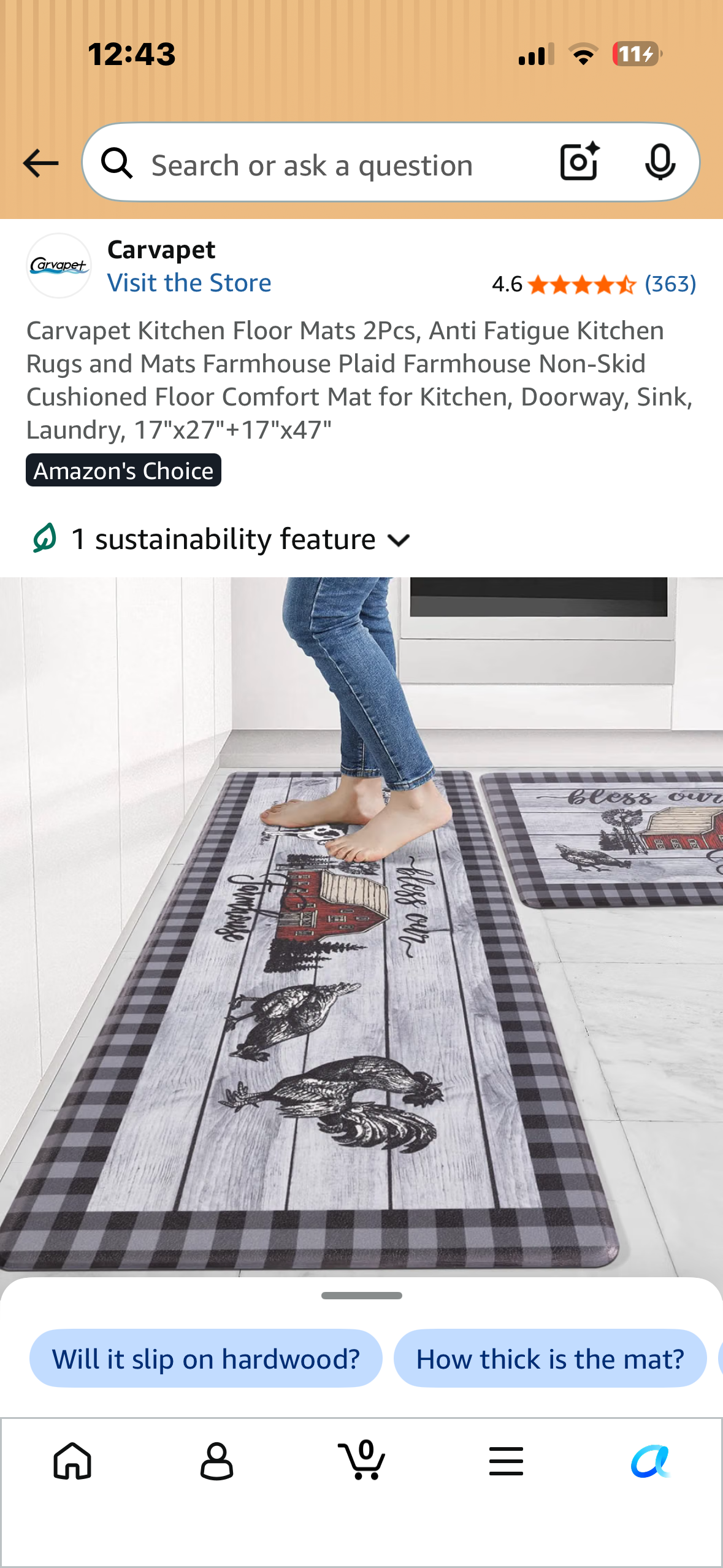 Carvapet Kitchen Mat 2 Piece Set - Light Grey Farmhouse Kitchen Rugs and Mats Washable Low Pile, Non Slip Rubber Backing Runner Rug for Floor Sink
