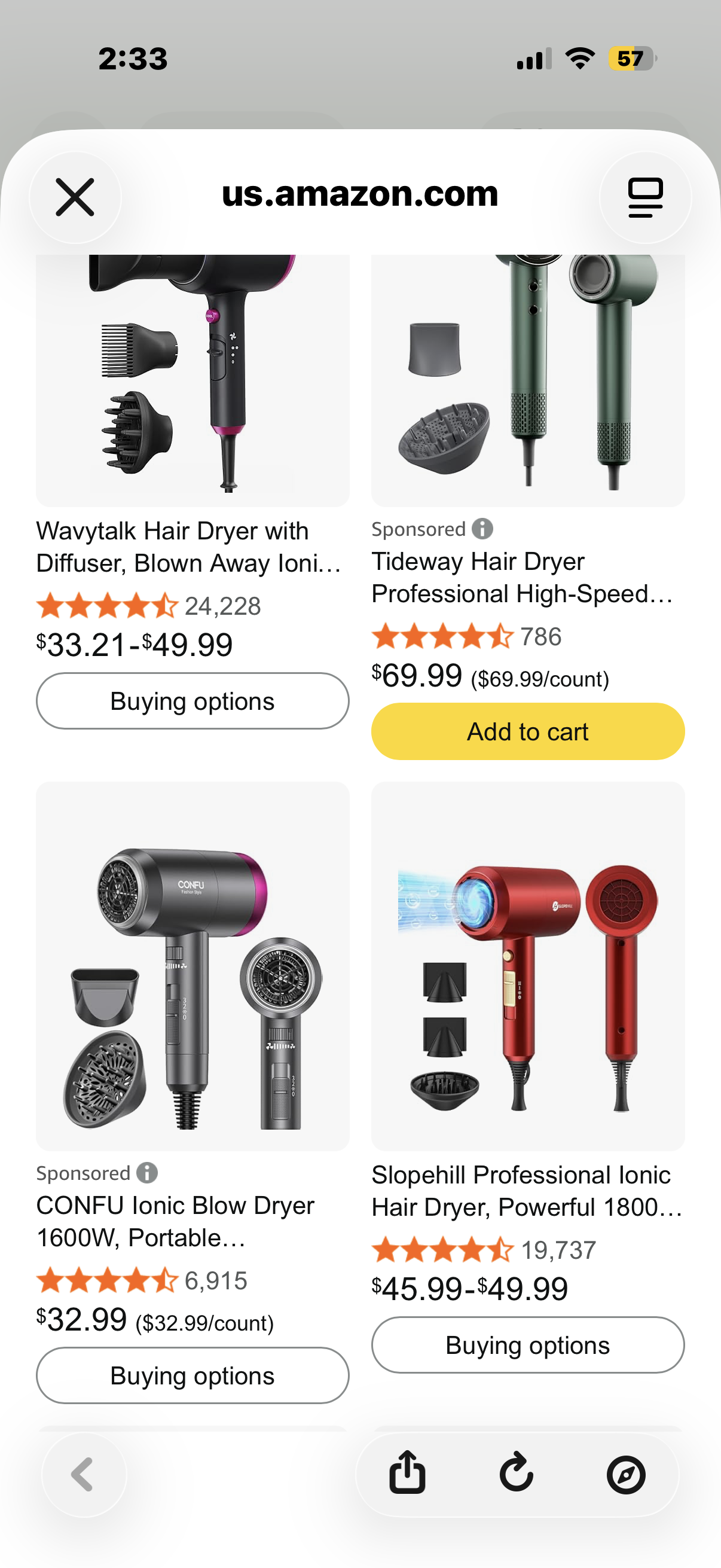 Dretolfn Hair Dryer, Professional High Speed Ionic Blow Dryer for Fast Drying, Powerful 1400W Hairdryer 3Temps /2Speeds, Low Noise Thermo-Control Hairdryer with Nozzle, No Heat Damage, Silver