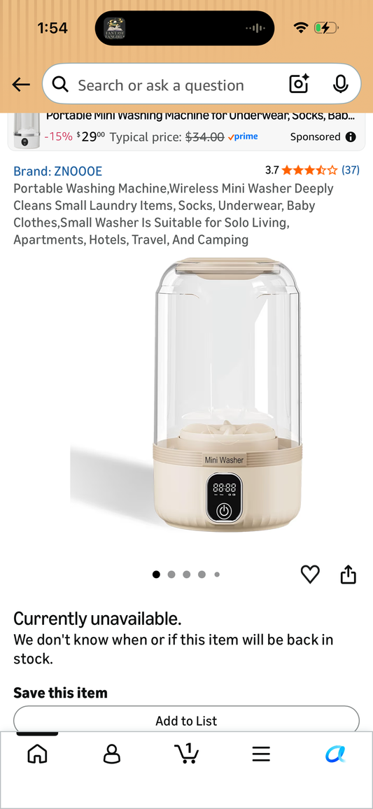 Portable Washing Machine,Wireless Mini Washer Deeply Cleans Small Laundry Items, Socks, Underwear, Baby Clothes,Small Washer Is Suitable for Solo Living, Apartments, Hotels, Travel, And Camping
