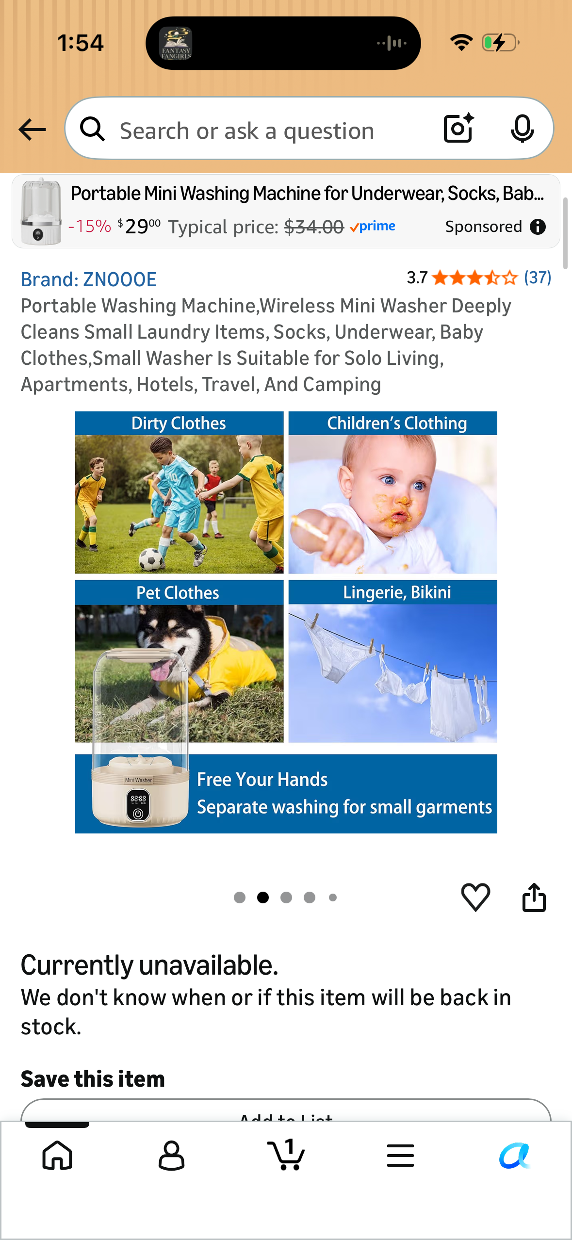 Portable Washing Machine,Wireless Mini Washer Deeply Cleans Small Laundry Items, Socks, Underwear, Baby Clothes,Small Washer Is Suitable for Solo Living, Apartments, Hotels, Travel, And Camping