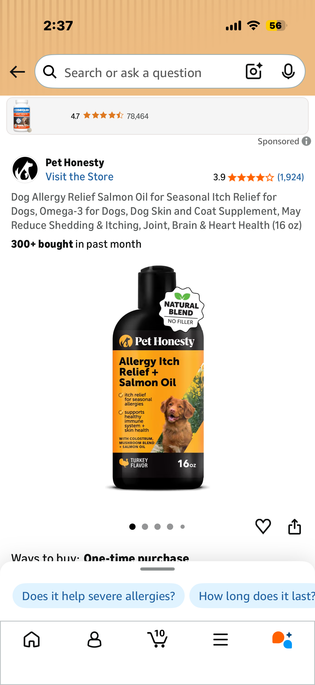 Dog Allergy Relief Salmon Oil for Seasonal Itch Relief for Dogs, Omega-3 for Dogs, Dog Skin and Coat Supplement, May Reduce Shedding & Itching, Joint, Brain & Heart Health (16