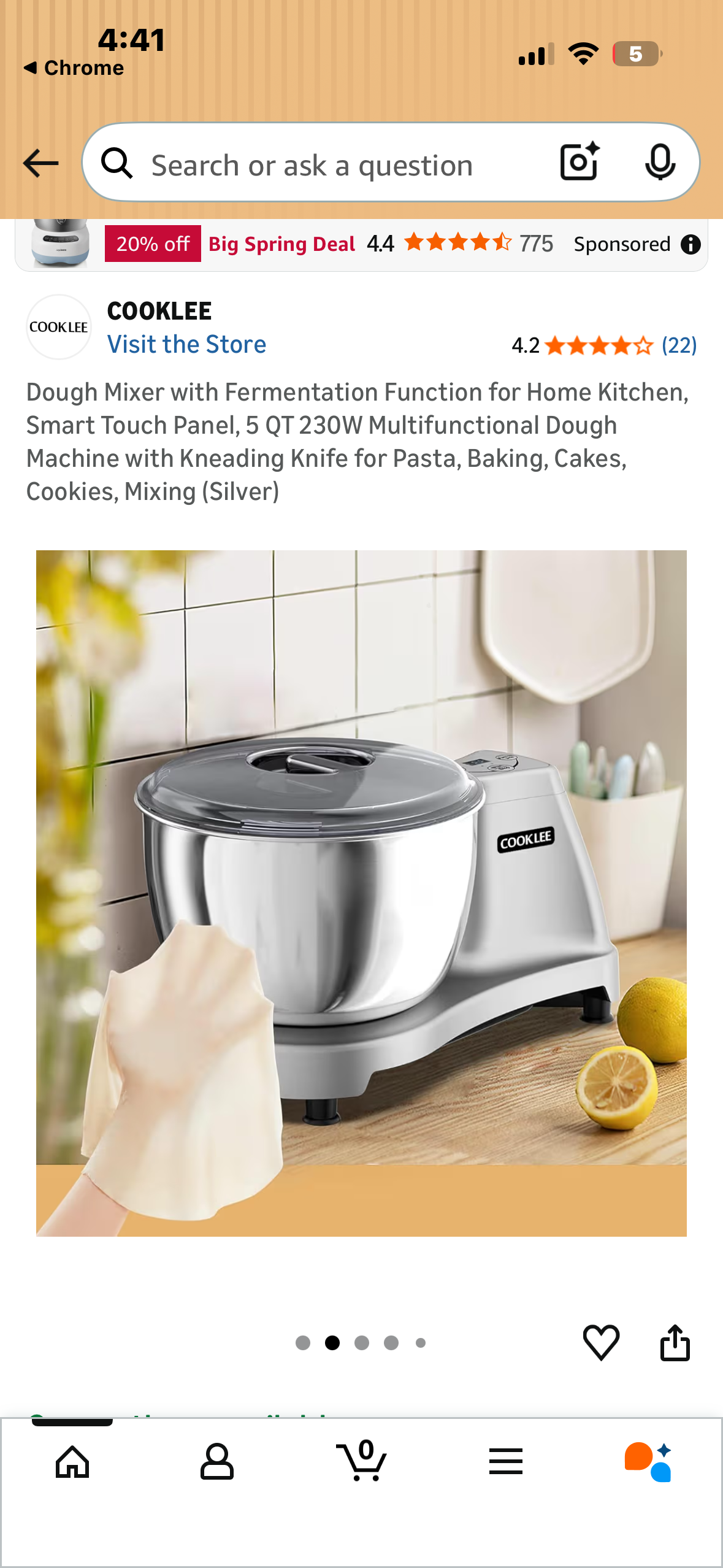 Dough Mixer with Fermentation Function for Home Kitchen, Smart Touch Panel, 5 QT 230W Multifunctional Dough Machine with Kneading Knife for Pasta, Baking, Cakes, Cookies, Mixing (Purple) (R851)