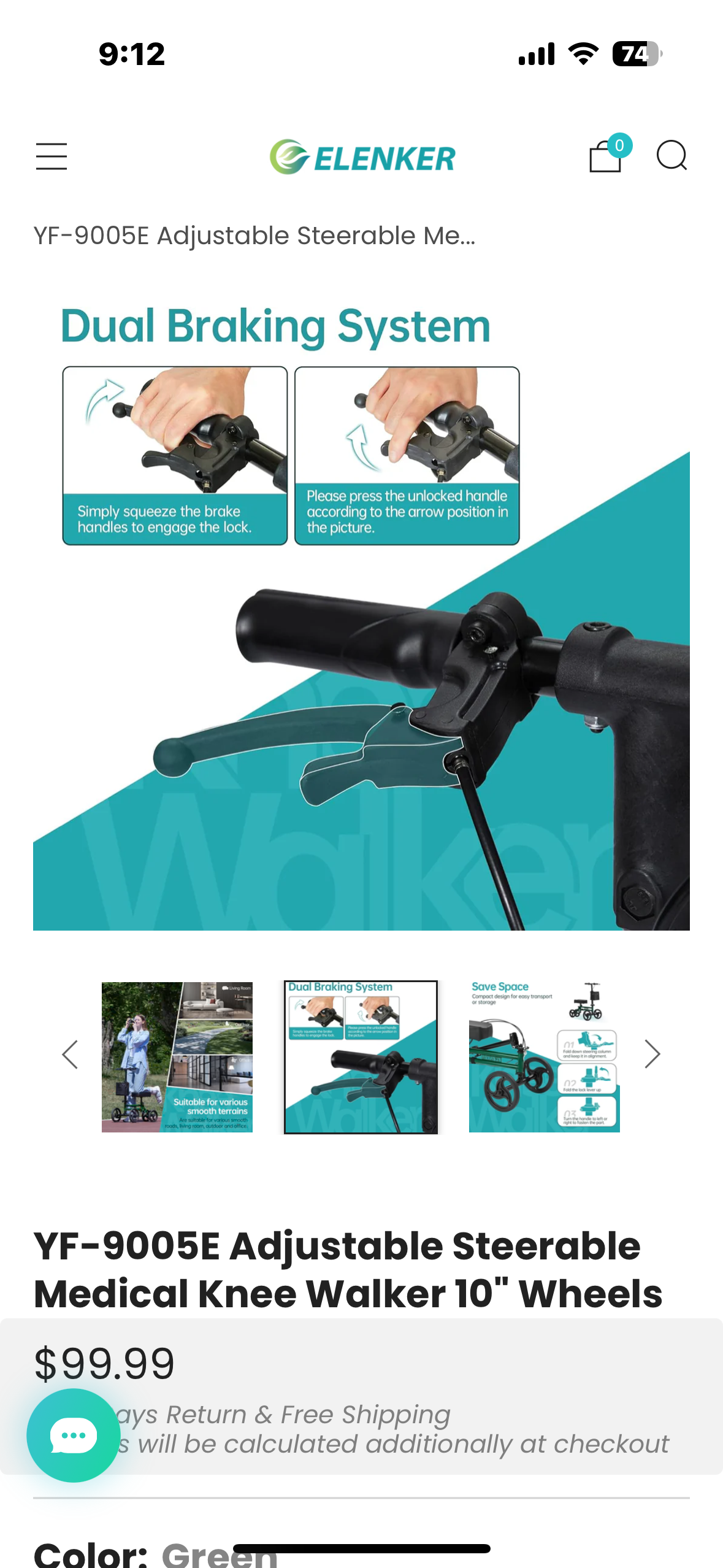 ELENKER Steerable Knee Walker Deluxe Scooter for Foot Injuries, Compact, Crutches Alternative (R688)