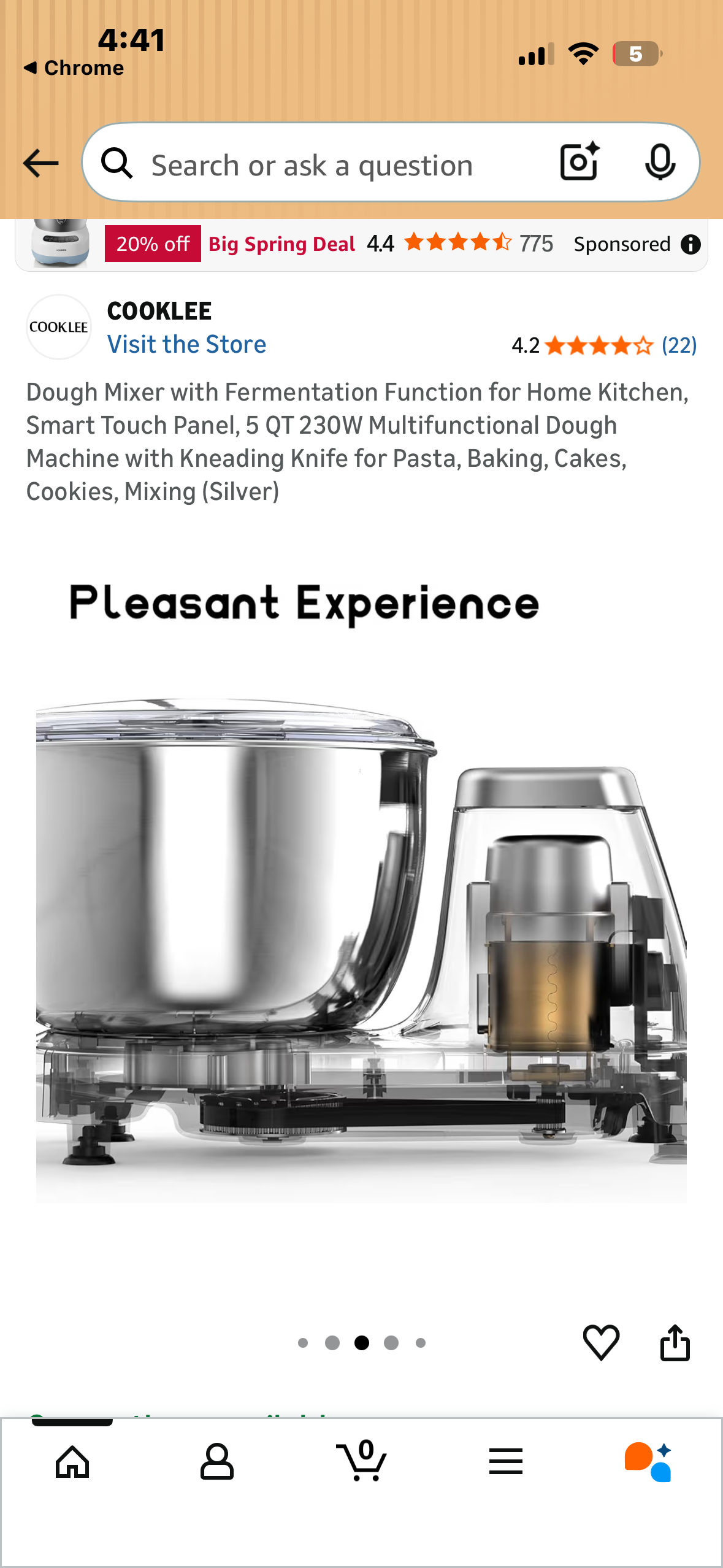 Dough Mixer with Fermentation Function for Home Kitchen, Smart Touch Panel, 5 QT 230W Multifunctional Dough Machine with Kneading Knife for Pasta, Baking, Cakes, Cookies, Mixing (Purple) (R851)