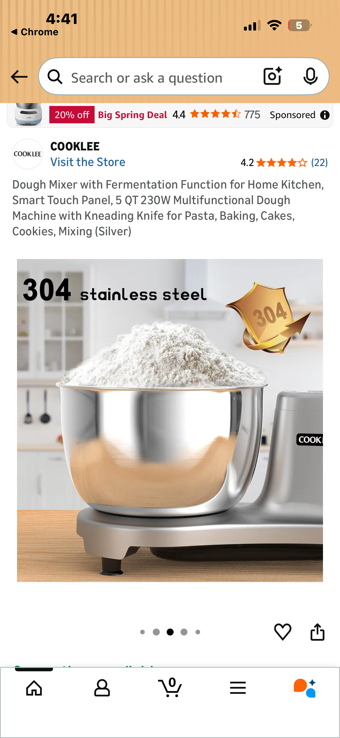 Dough Mixer with Fermentation Function for Home Kitchen, Smart Touch Panel, 5 QT 230W Multifunctional Dough Machine with Kneading Knife for Pasta, Baking, Cakes, Cookies, Mixing (Purple) (R851)